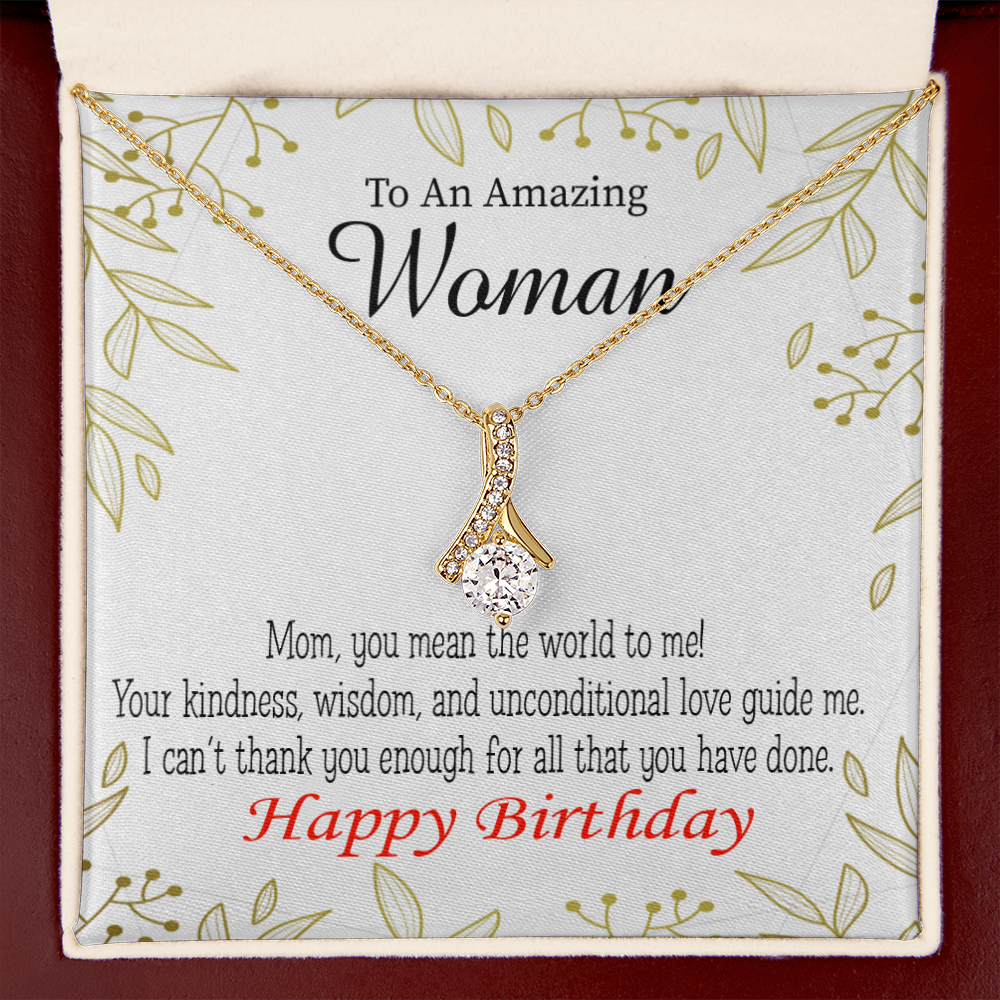 To My Mom Birthday Card You Mean the World to Me Alluring Ribbon Necklace Message Card-Express Your Love Gifts