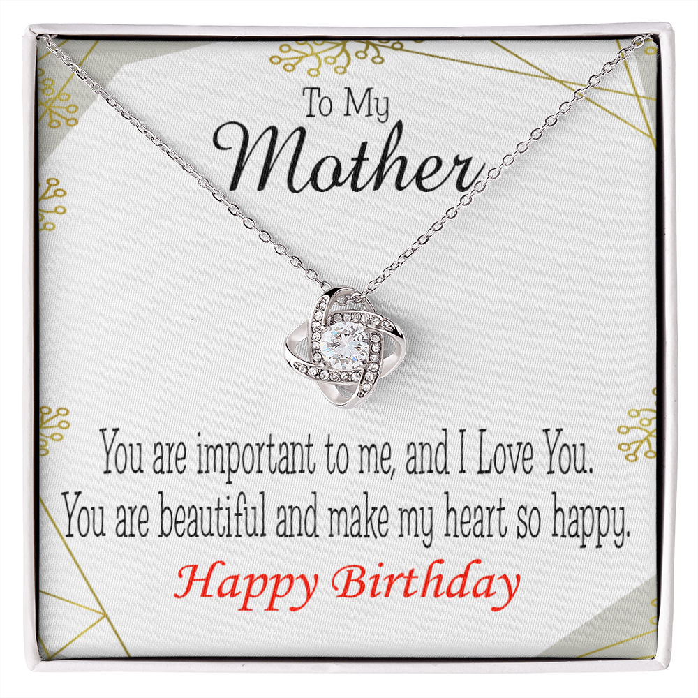 To My Mom Birthday Message Beautiful Lady Mom Infinity Knot Necklace Message Card-Express Your Love Gifts