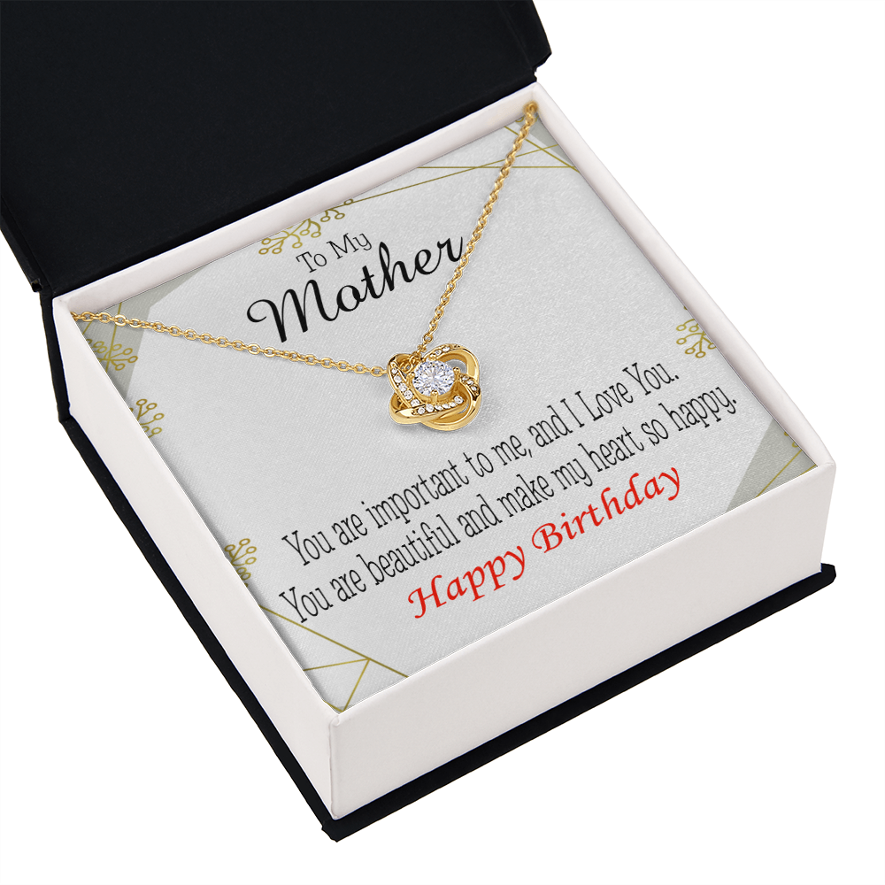 To My Mom Birthday Message Beautiful Lady Mom Infinity Knot Necklace Message Card-Express Your Love Gifts