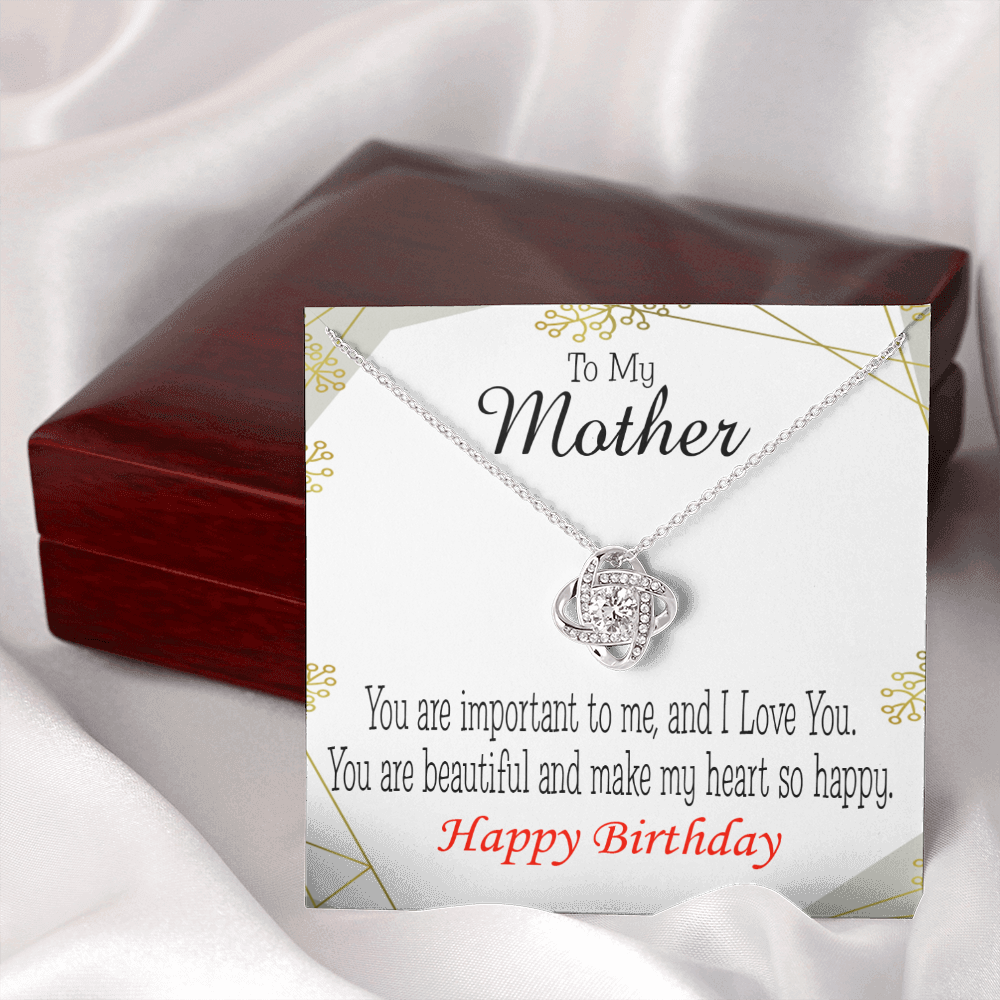 To My Mom Birthday Message Beautiful Lady Mom Infinity Knot Necklace Message Card-Express Your Love Gifts