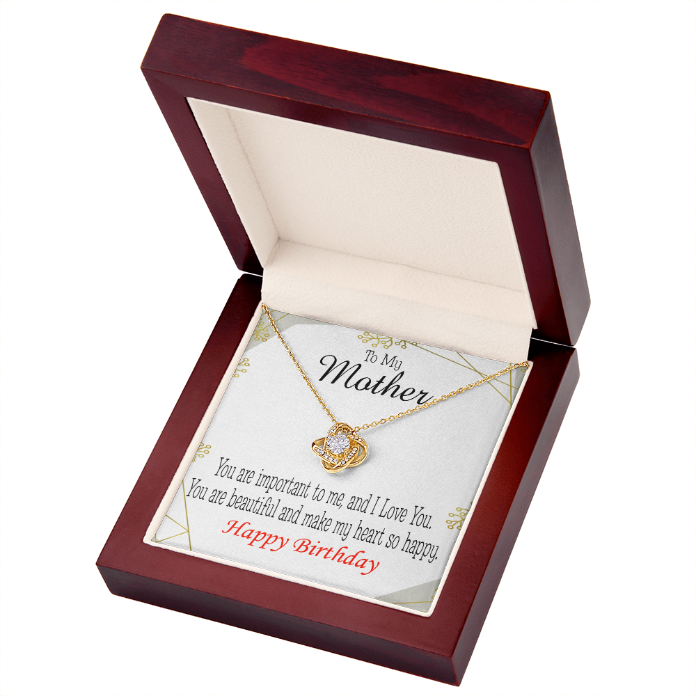 To My Mom Birthday Message Beautiful Lady Mom Infinity Knot Necklace Message Card-Express Your Love Gifts