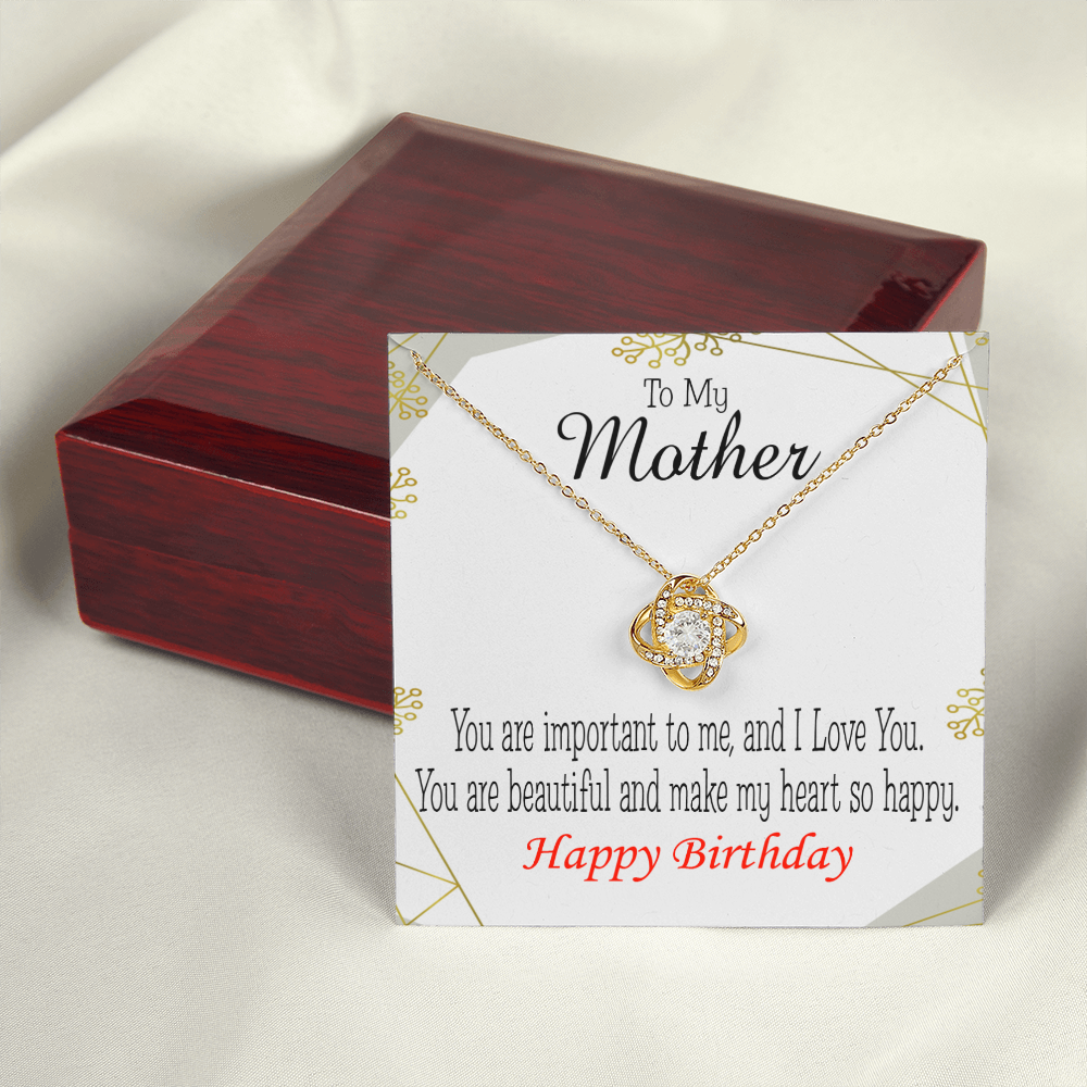 To My Mom Birthday Message Beautiful Lady Mom Infinity Knot Necklace Message Card-Express Your Love Gifts