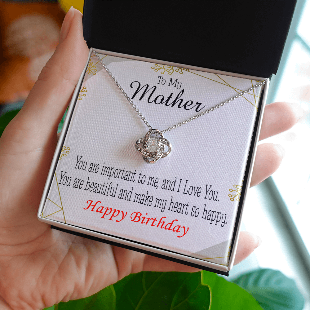 To My Mom Birthday Message Beautiful Lady Mom Infinity Knot Necklace Message Card-Express Your Love Gifts