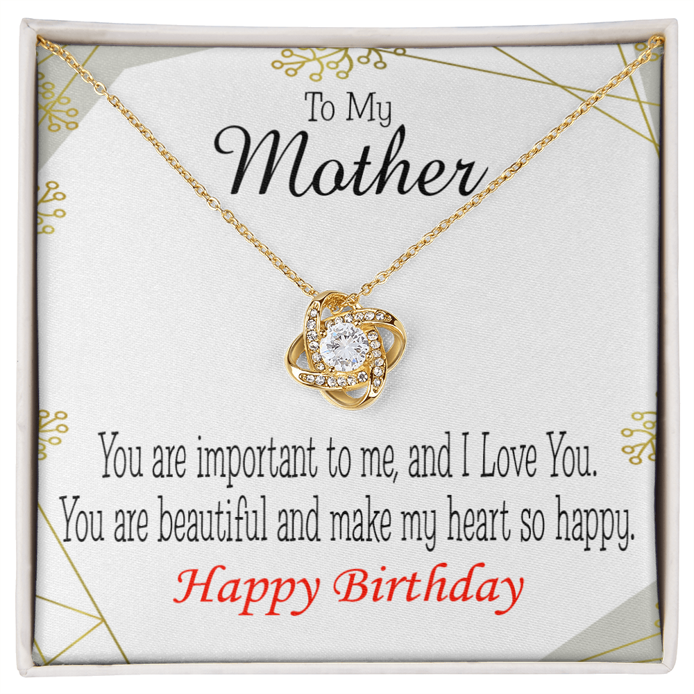 To My Mom Birthday Message Beautiful Lady Mom Infinity Knot Necklace Message Card-Express Your Love Gifts