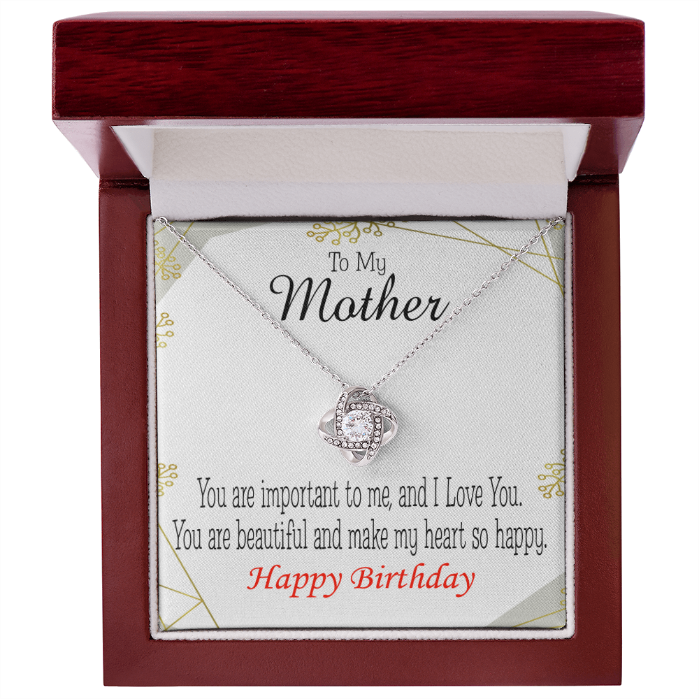 To My Mom Birthday Message Beautiful Lady Mom Infinity Knot Necklace Message Card-Express Your Love Gifts