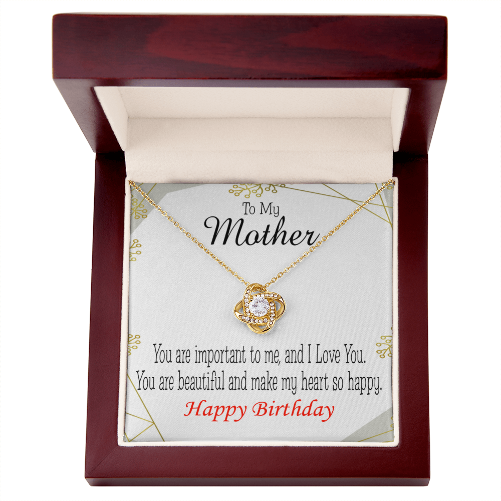 To My Mom Birthday Message Beautiful Lady Mom Infinity Knot Necklace Message Card-Express Your Love Gifts