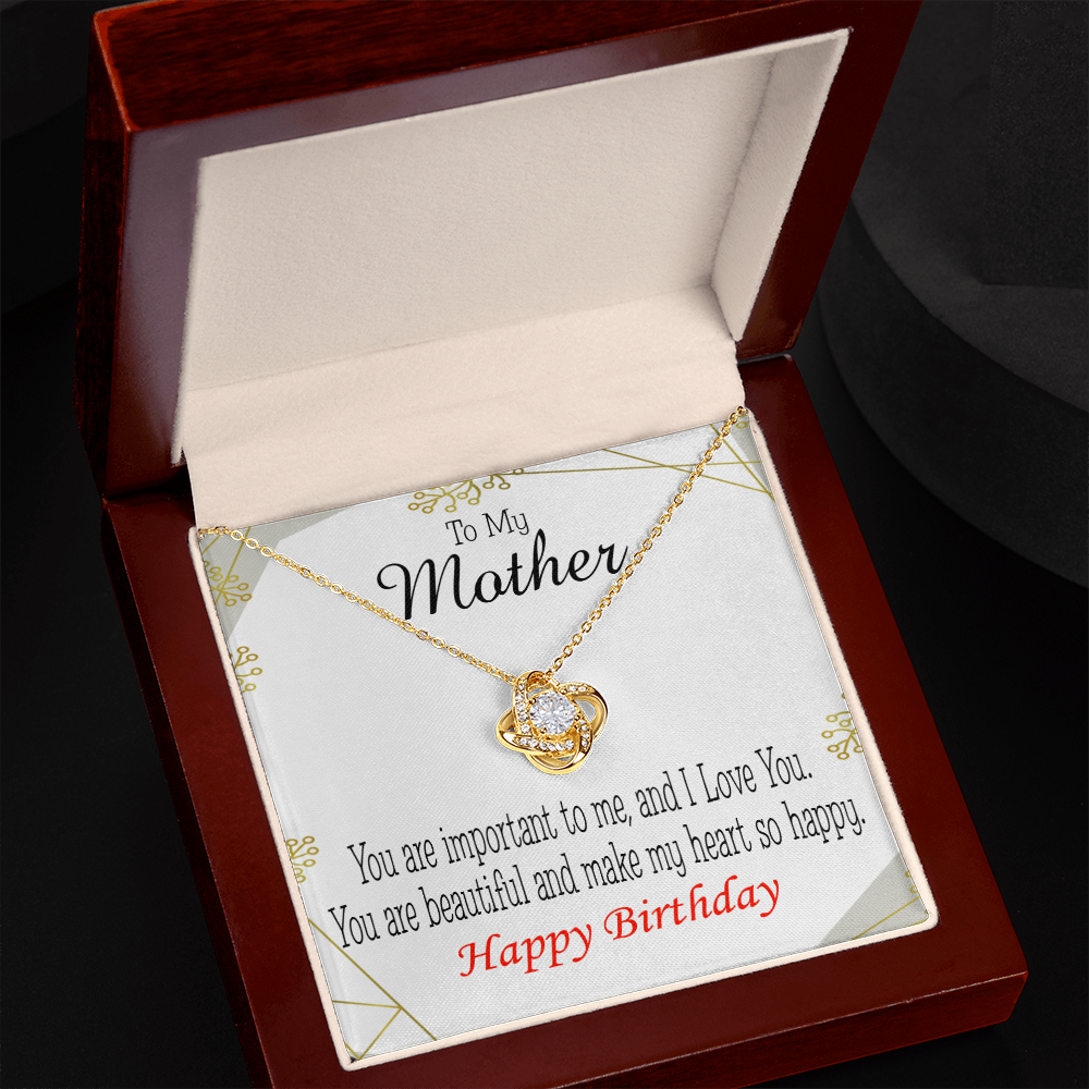 To My Mom Birthday Message Beautiful Lady Mom Infinity Knot Necklace Message Card-Express Your Love Gifts