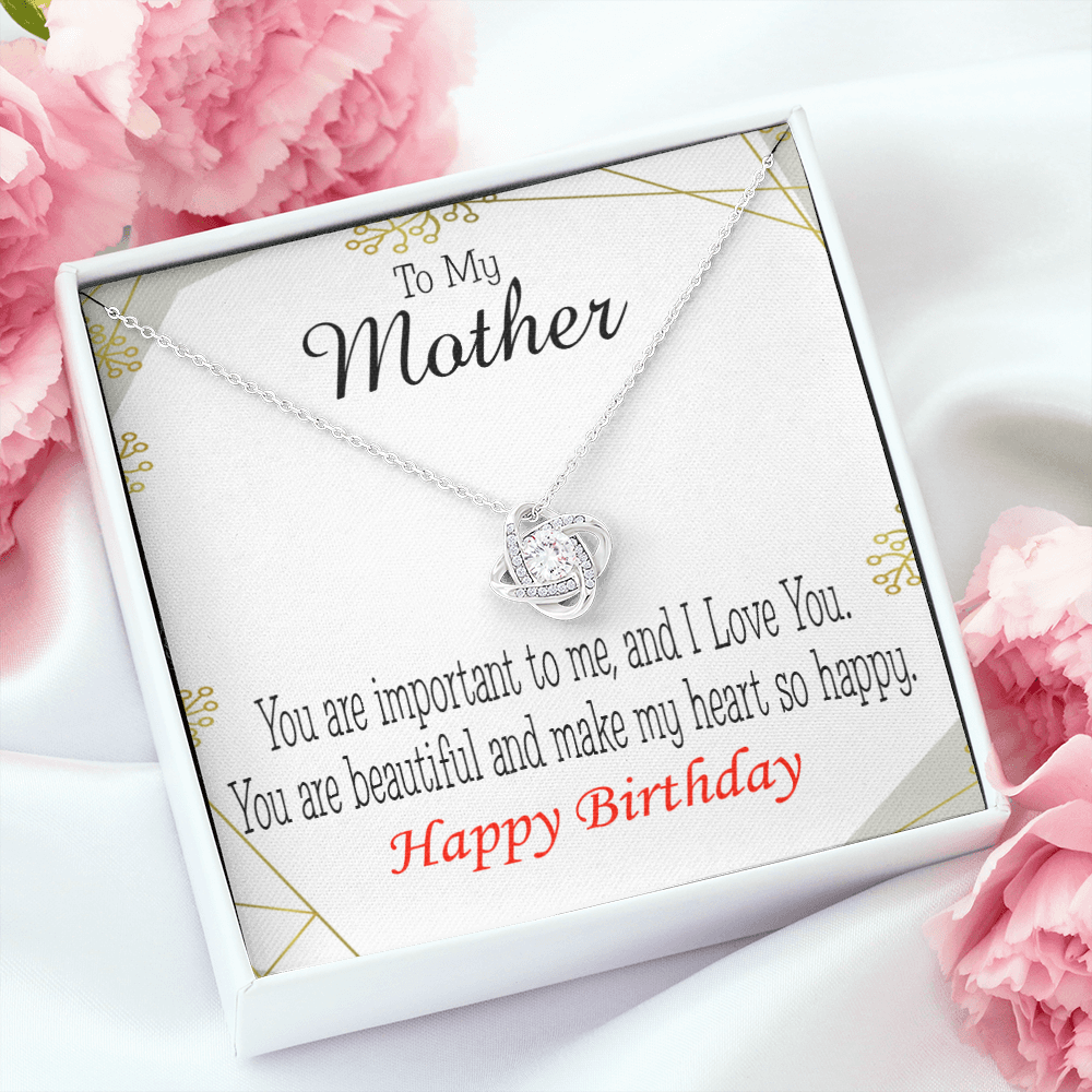 To My Mom Birthday Message Beautiful Lady Mom Infinity Knot Necklace Message Card-Express Your Love Gifts