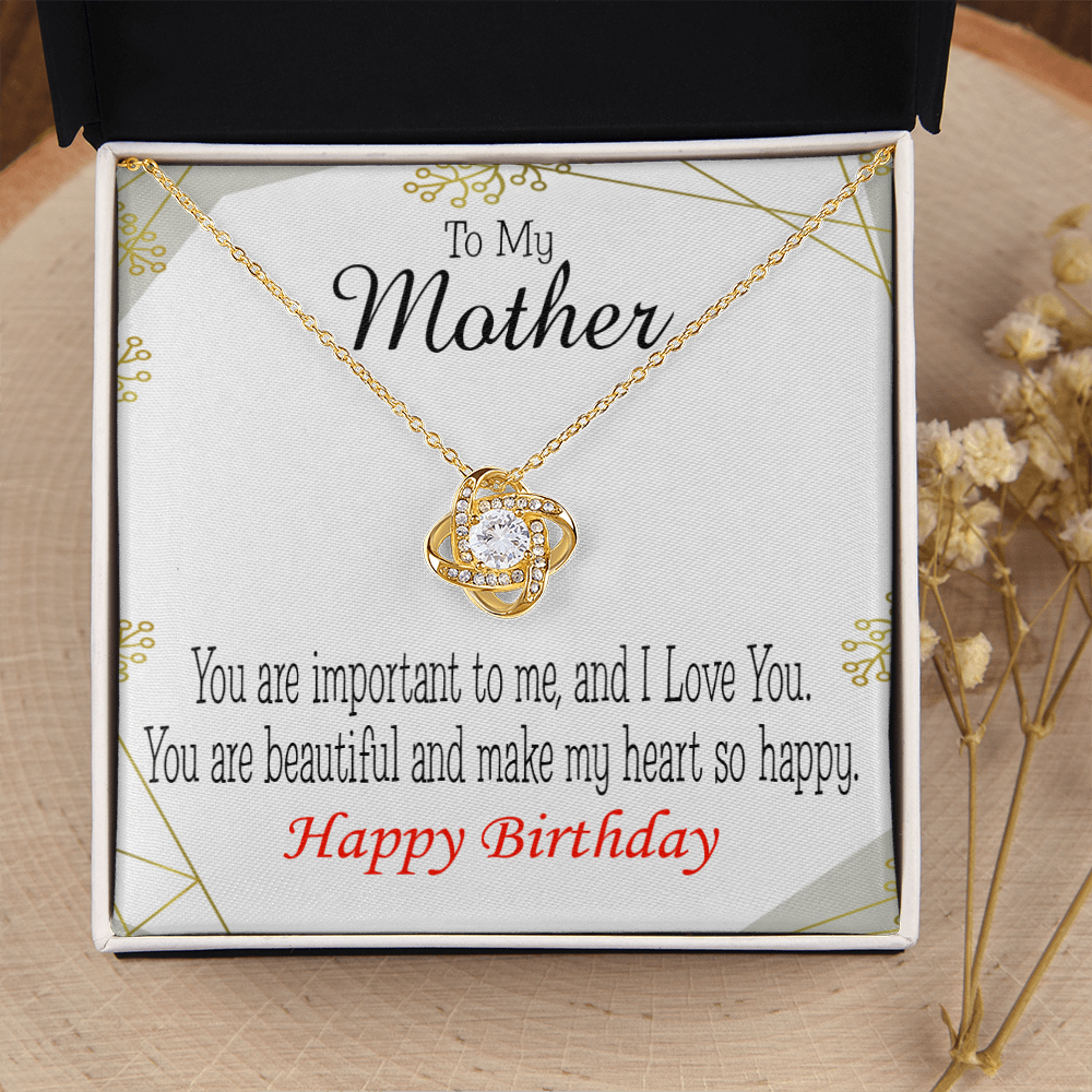 To My Mom Birthday Message Beautiful Lady Mom Infinity Knot Necklace Message Card-Express Your Love Gifts