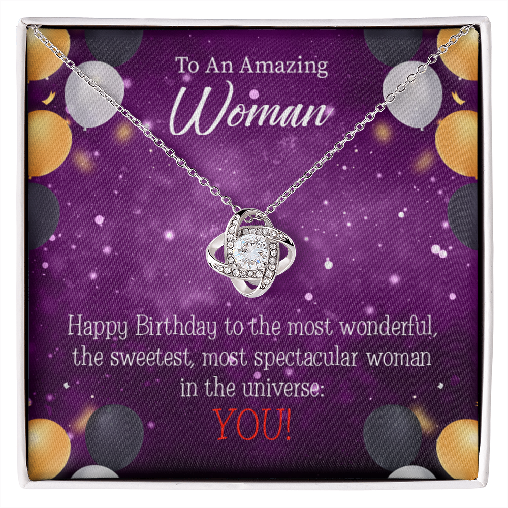 To My Mom Birthday Message Best in Universe Infinity Knot Necklace Message Card-Express Your Love Gifts