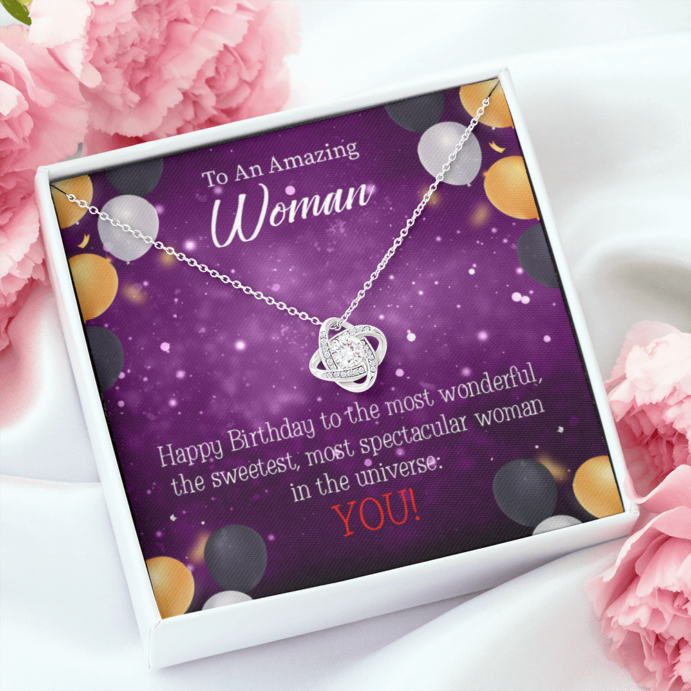 To My Mom Birthday Message Best in Universe Infinity Knot Necklace Message Card-Express Your Love Gifts