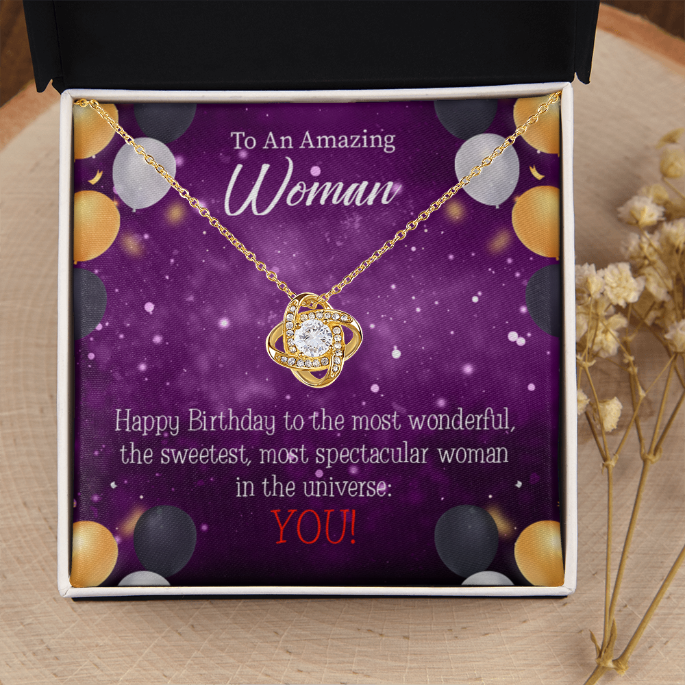 To My Mom Birthday Message Best in Universe Infinity Knot Necklace Message Card-Express Your Love Gifts