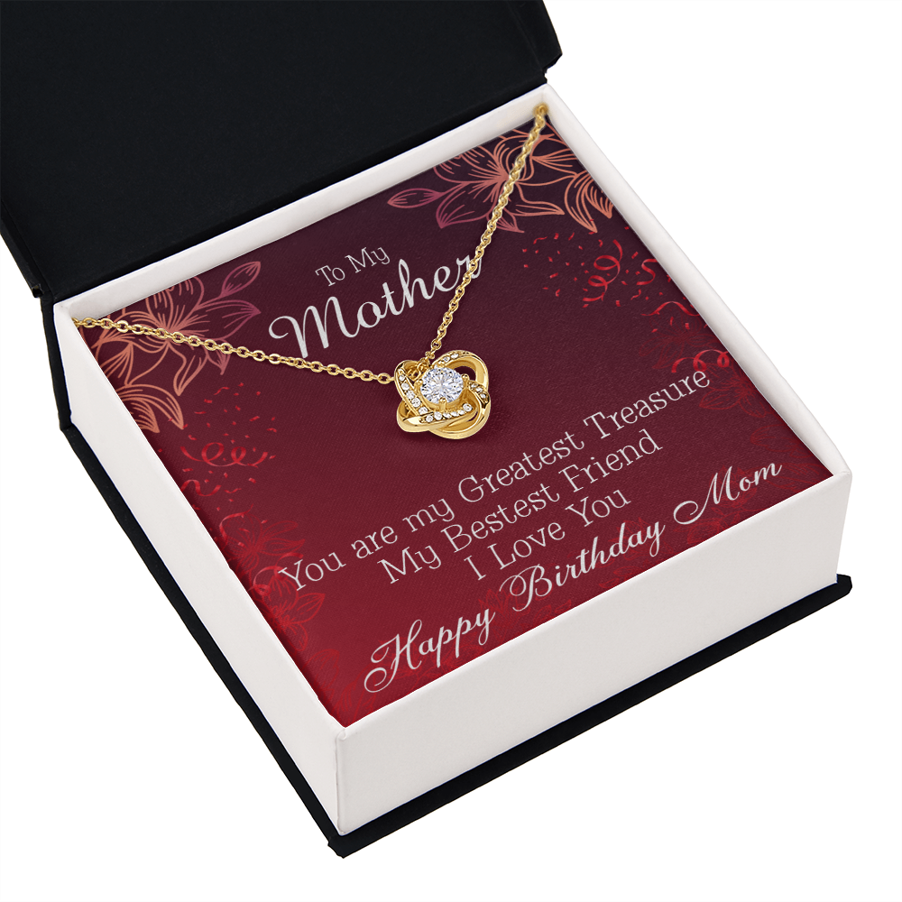 To My Mom Birthday Message Greatest Treasure Infinity Knot Necklace Message Card-Express Your Love Gifts