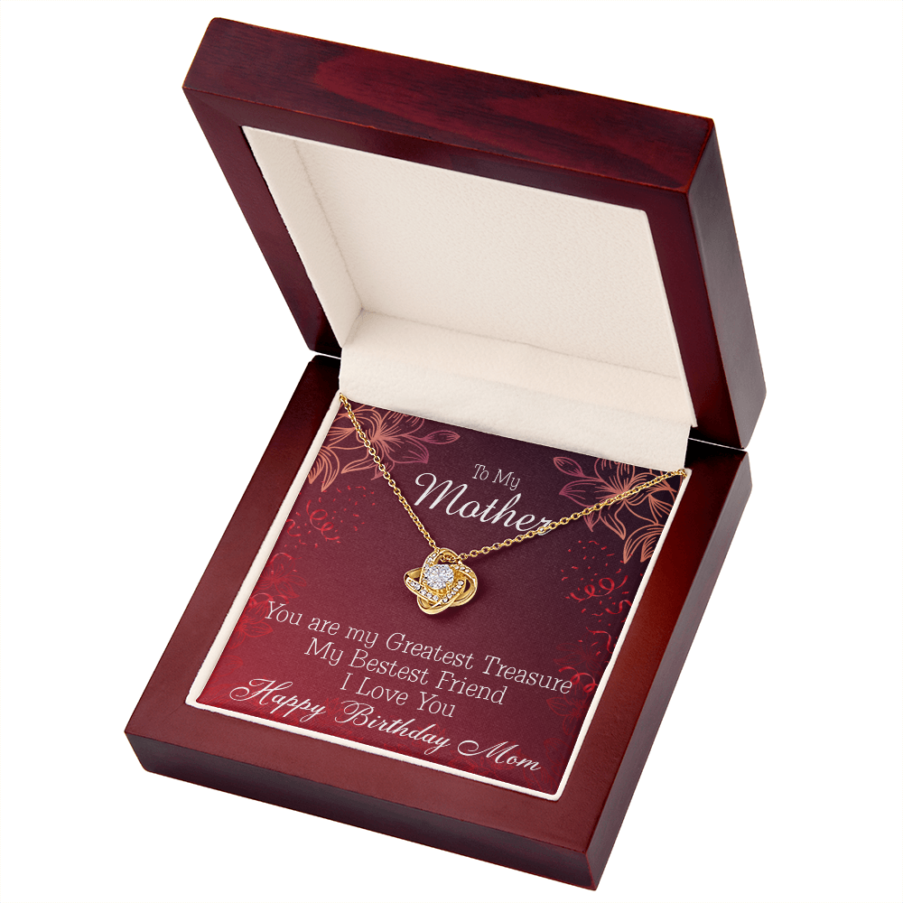 To My Mom Birthday Message Greatest Treasure Infinity Knot Necklace Message Card-Express Your Love Gifts