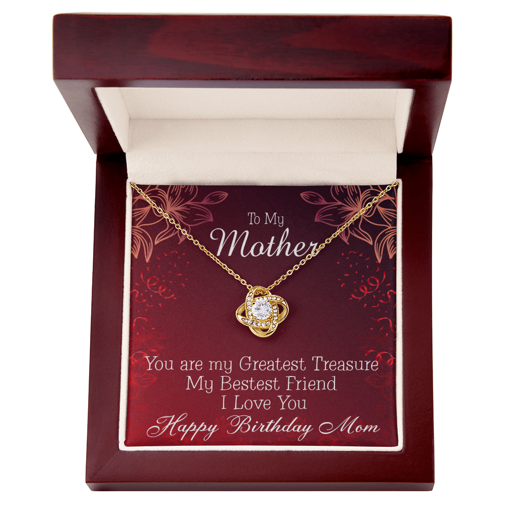 To My Mom Birthday Message Greatest Treasure Infinity Knot Necklace Message Card-Express Your Love Gifts