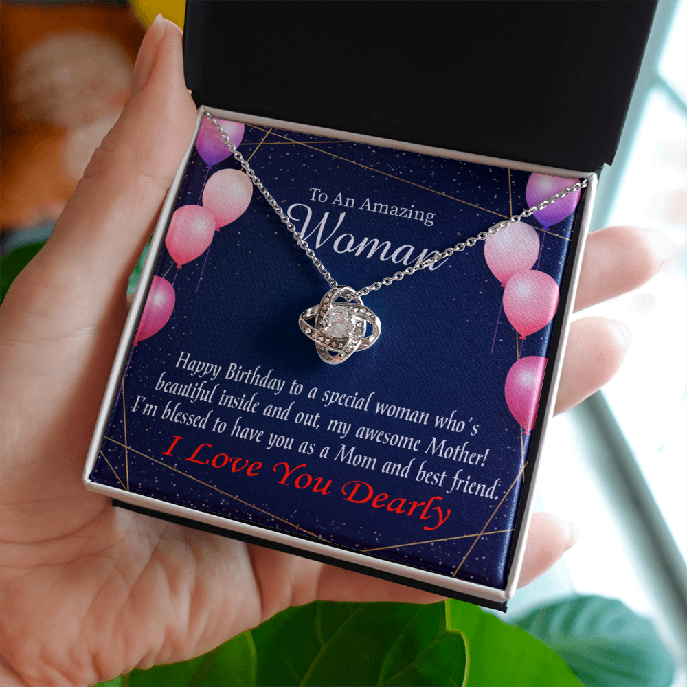 To My Mom Birthday Message Mom and Best Friend Infinity Knot Necklace Message Card-Express Your Love Gifts