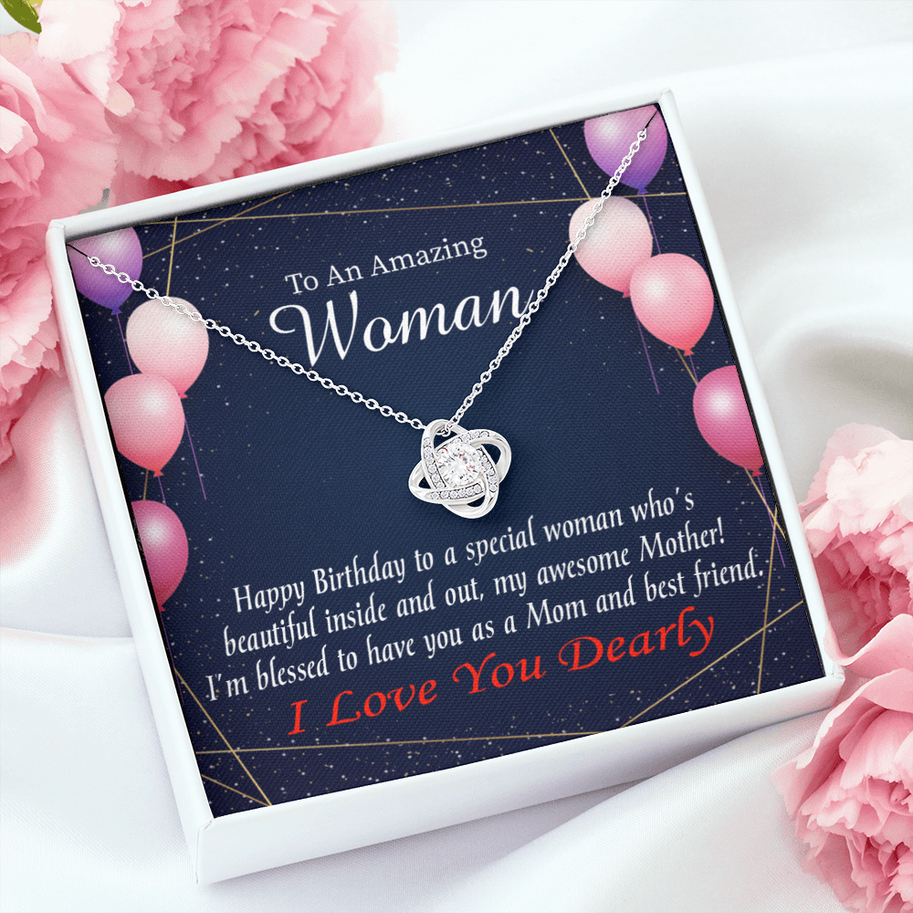 To My Mom Birthday Message Mom and Best Friend Infinity Knot Necklace Message Card-Express Your Love Gifts