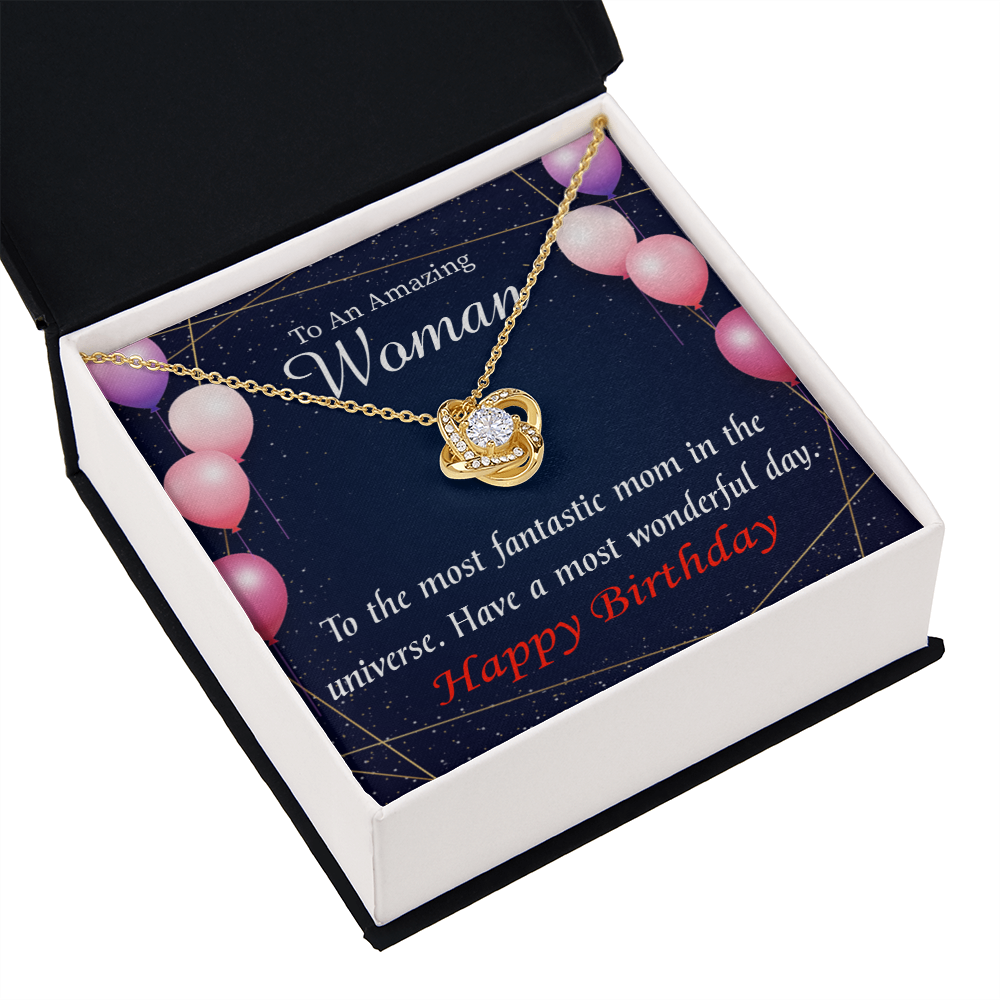 To My Mom Birthday Message Most Fantastic Mom Infinity Knot Necklace Message Card-Express Your Love Gifts