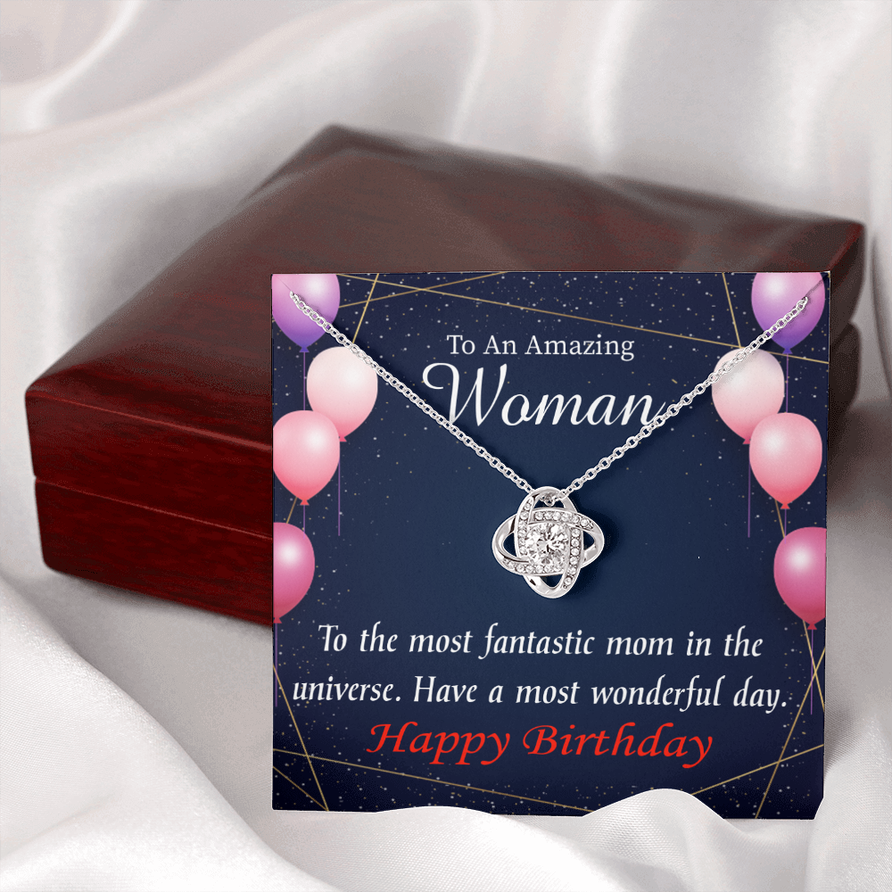 To My Mom Birthday Message Most Fantastic Mom Infinity Knot Necklace Message Card-Express Your Love Gifts