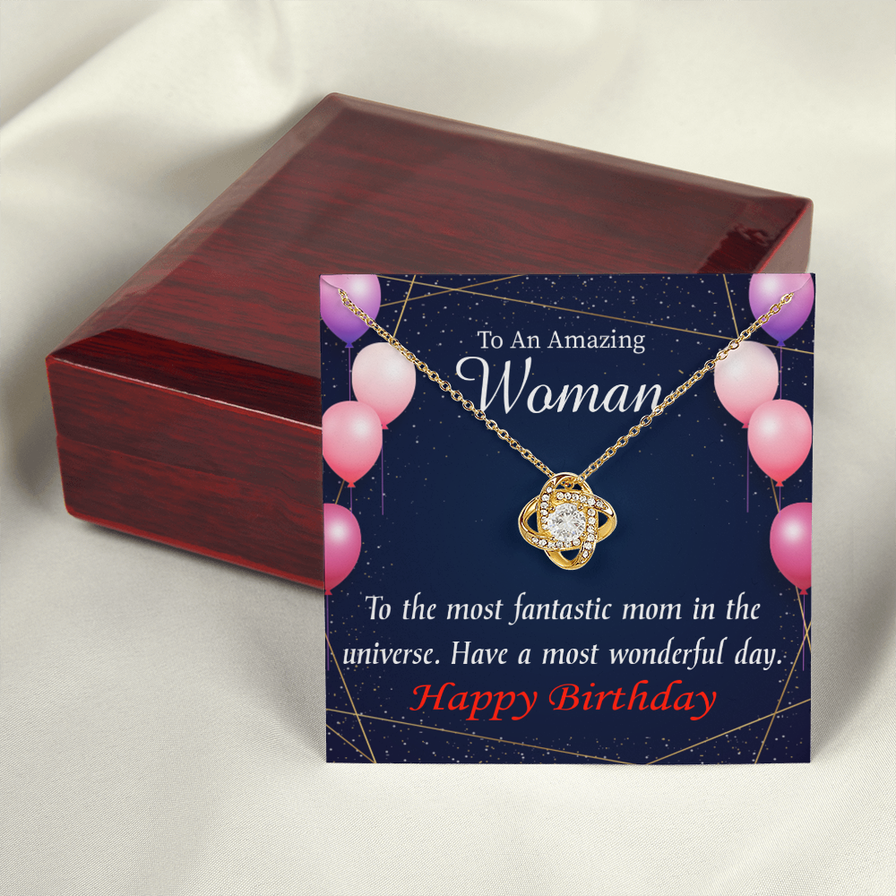 To My Mom Birthday Message Most Fantastic Mom Infinity Knot Necklace Message Card-Express Your Love Gifts