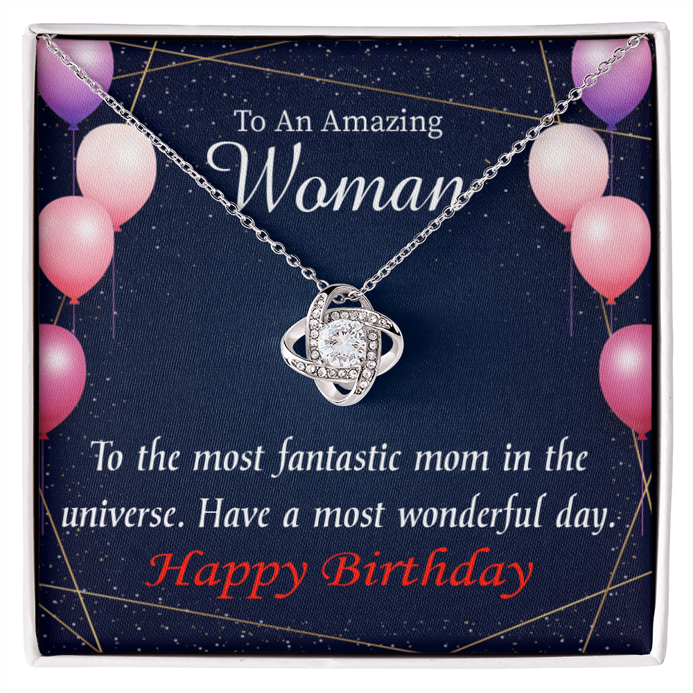 To My Mom Birthday Message Most Fantastic Mom Infinity Knot Necklace Message Card-Express Your Love Gifts