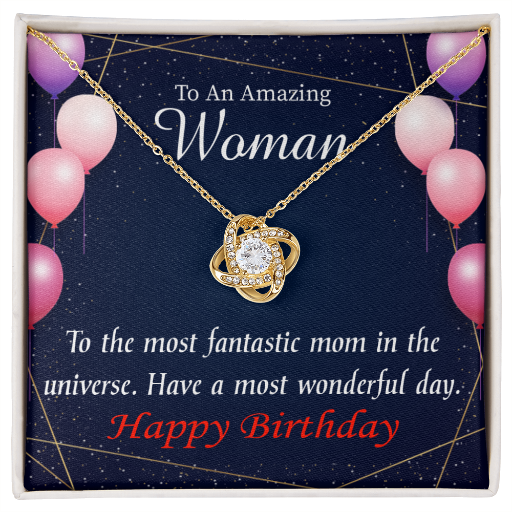 To My Mom Birthday Message Most Fantastic Mom Infinity Knot Necklace Message Card-Express Your Love Gifts