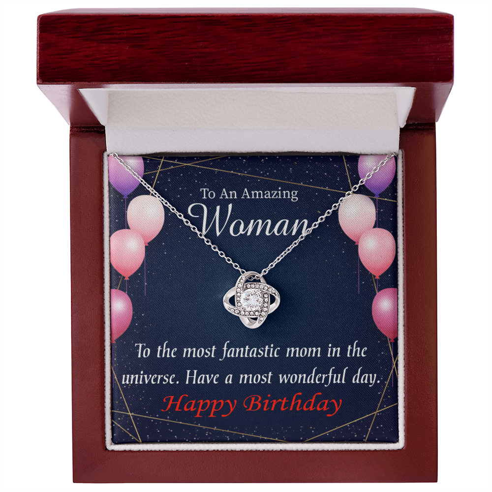 To My Mom Birthday Message Most Fantastic Mom Infinity Knot Necklace Message Card-Express Your Love Gifts