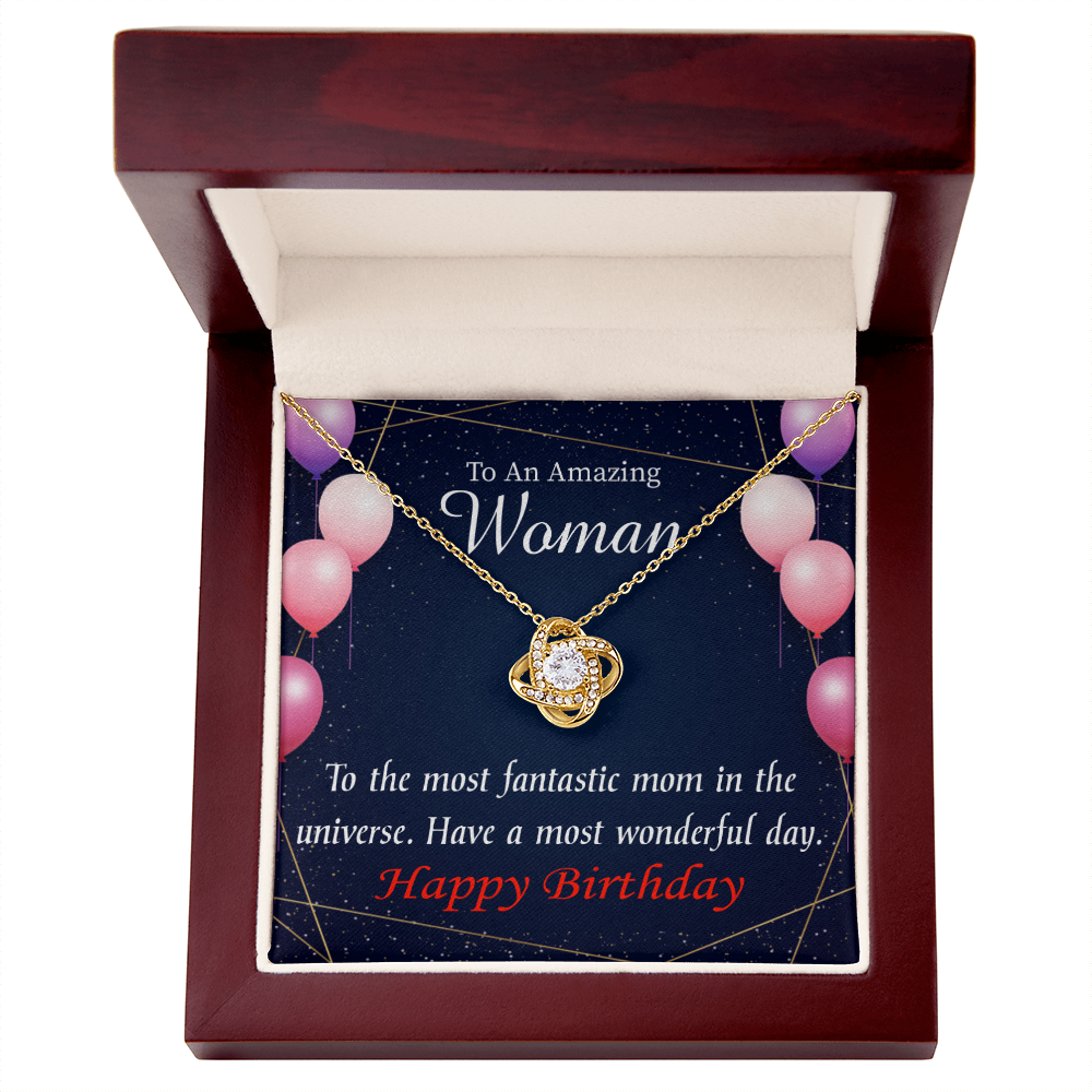 To My Mom Birthday Message Most Fantastic Mom Infinity Knot Necklace Message Card-Express Your Love Gifts