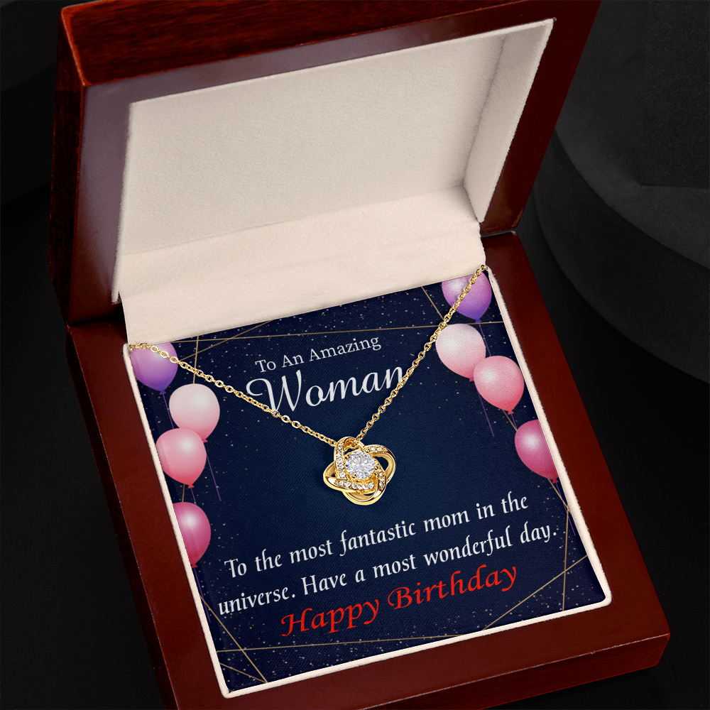 To My Mom Birthday Message Most Fantastic Mom Infinity Knot Necklace Message Card-Express Your Love Gifts