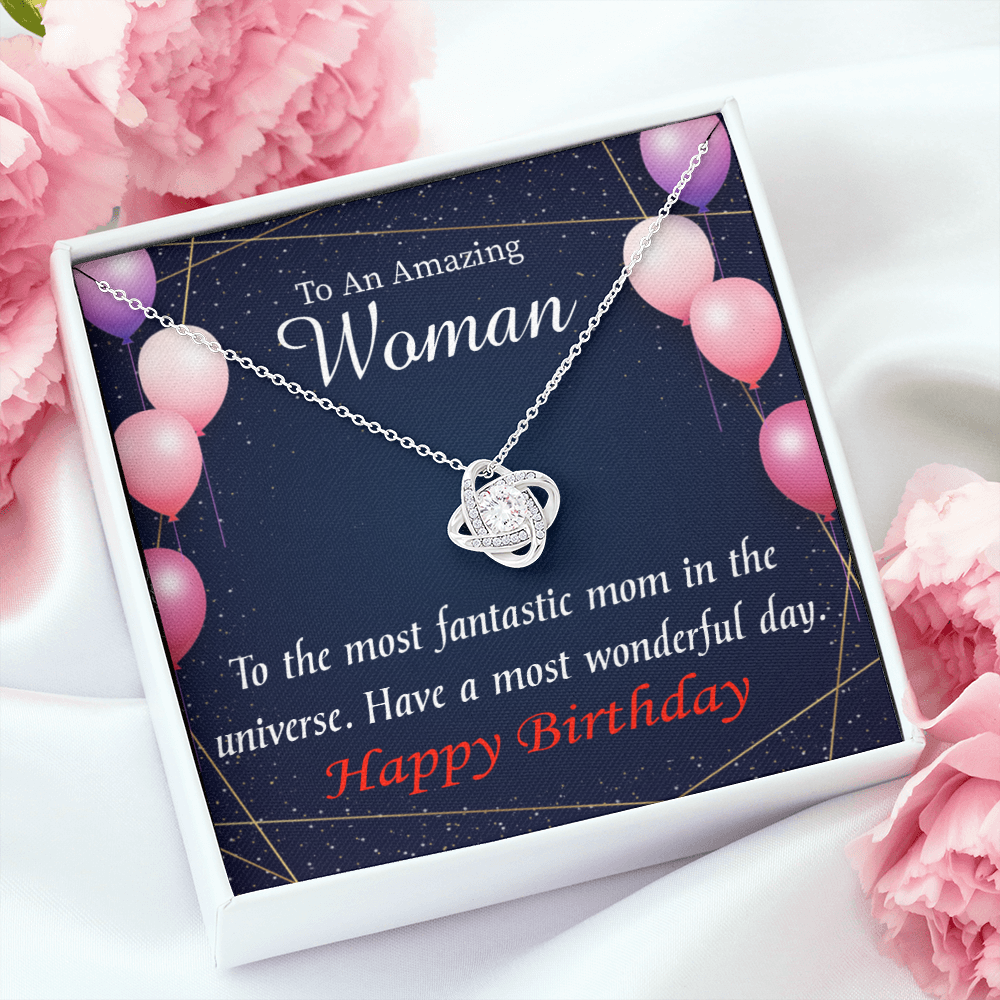 To My Mom Birthday Message Most Fantastic Mom Infinity Knot Necklace Message Card-Express Your Love Gifts