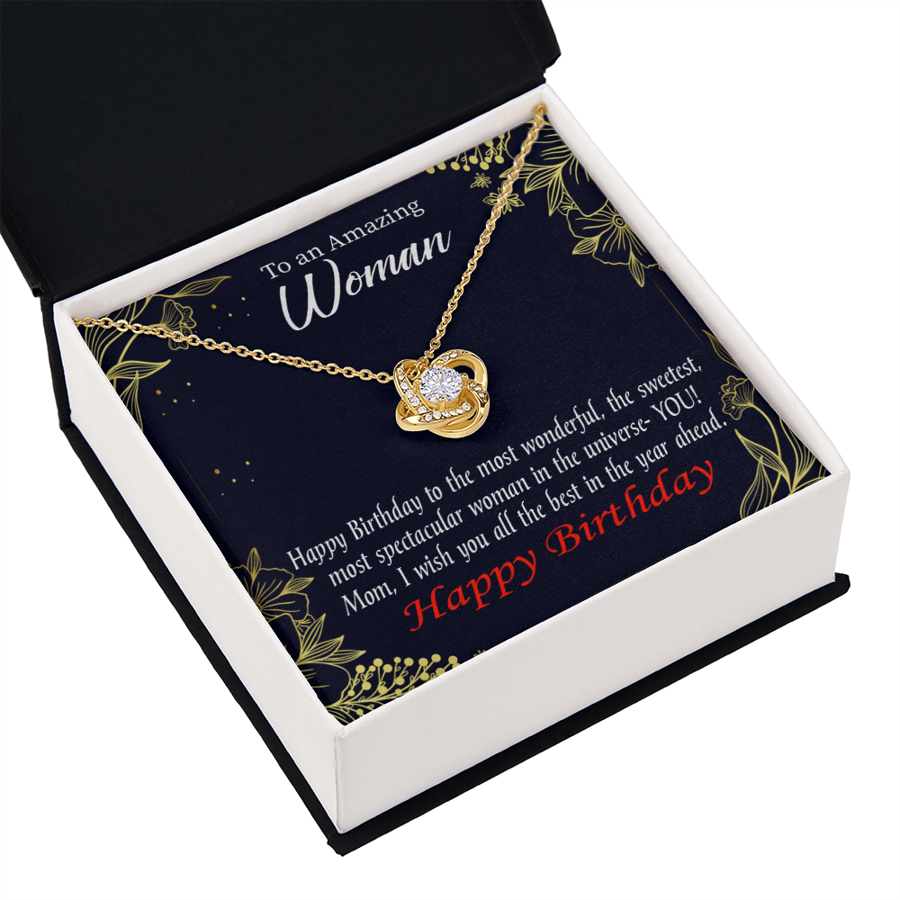 To My Mom Birthday Message Spectacular Woman Infinity Knot Necklace Message Card-Express Your Love Gifts