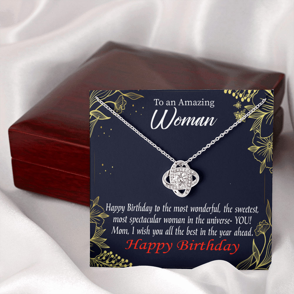 To My Mom Birthday Message Spectacular Woman Infinity Knot Necklace Message Card-Express Your Love Gifts