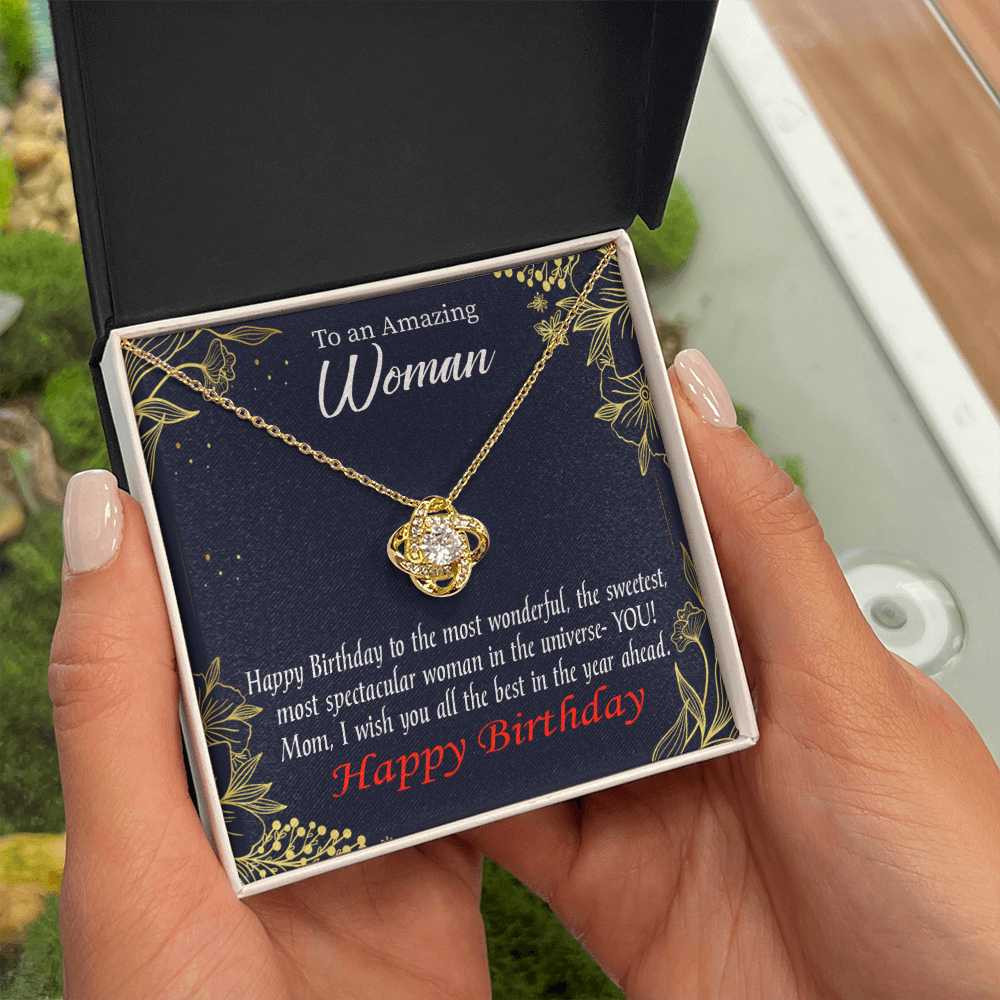 To My Mom Birthday Message Spectacular Woman Infinity Knot Necklace Message Card-Express Your Love Gifts