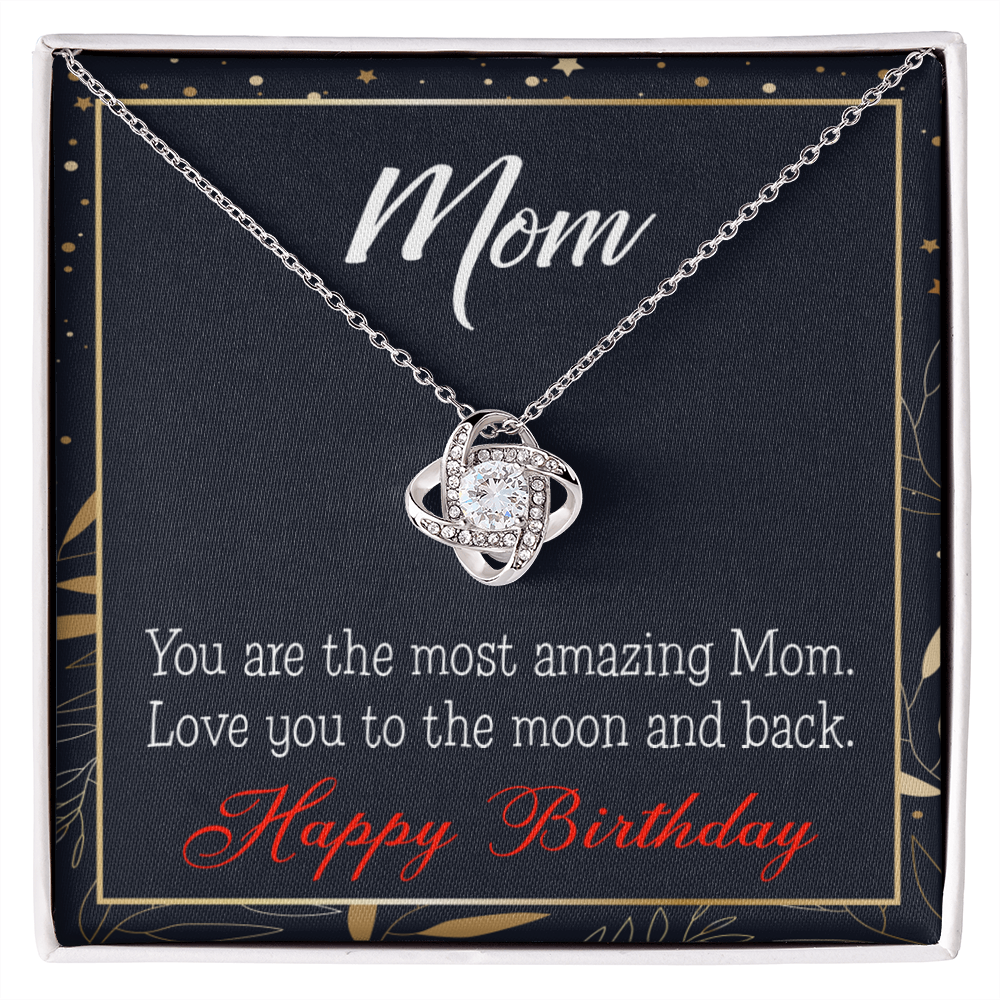 To My Mom Birthday Message To the Moon and Back Infinity Knot Necklace Message Card-Express Your Love Gifts