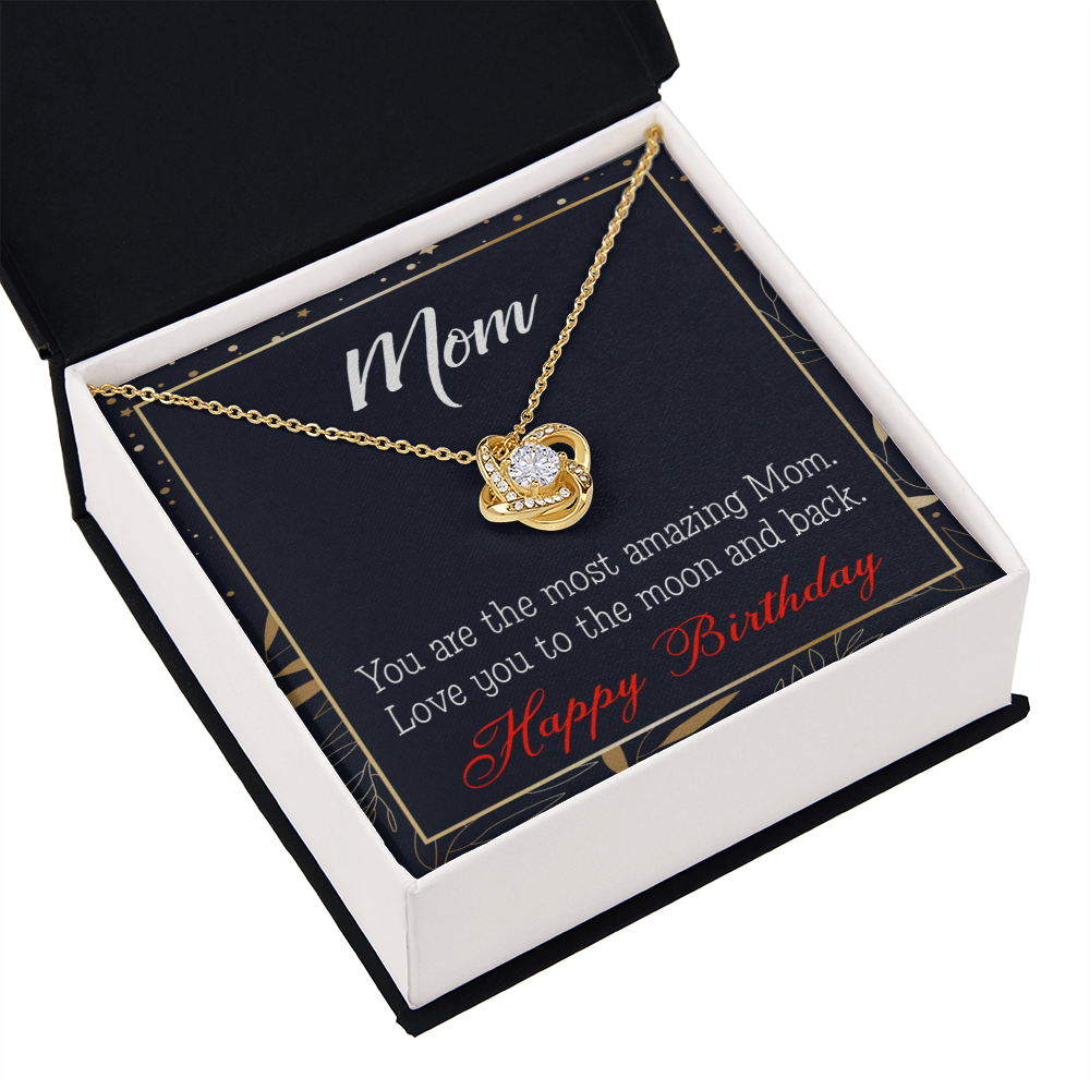 To My Mom Birthday Message To the Moon and Back Infinity Knot Necklace Message Card-Express Your Love Gifts