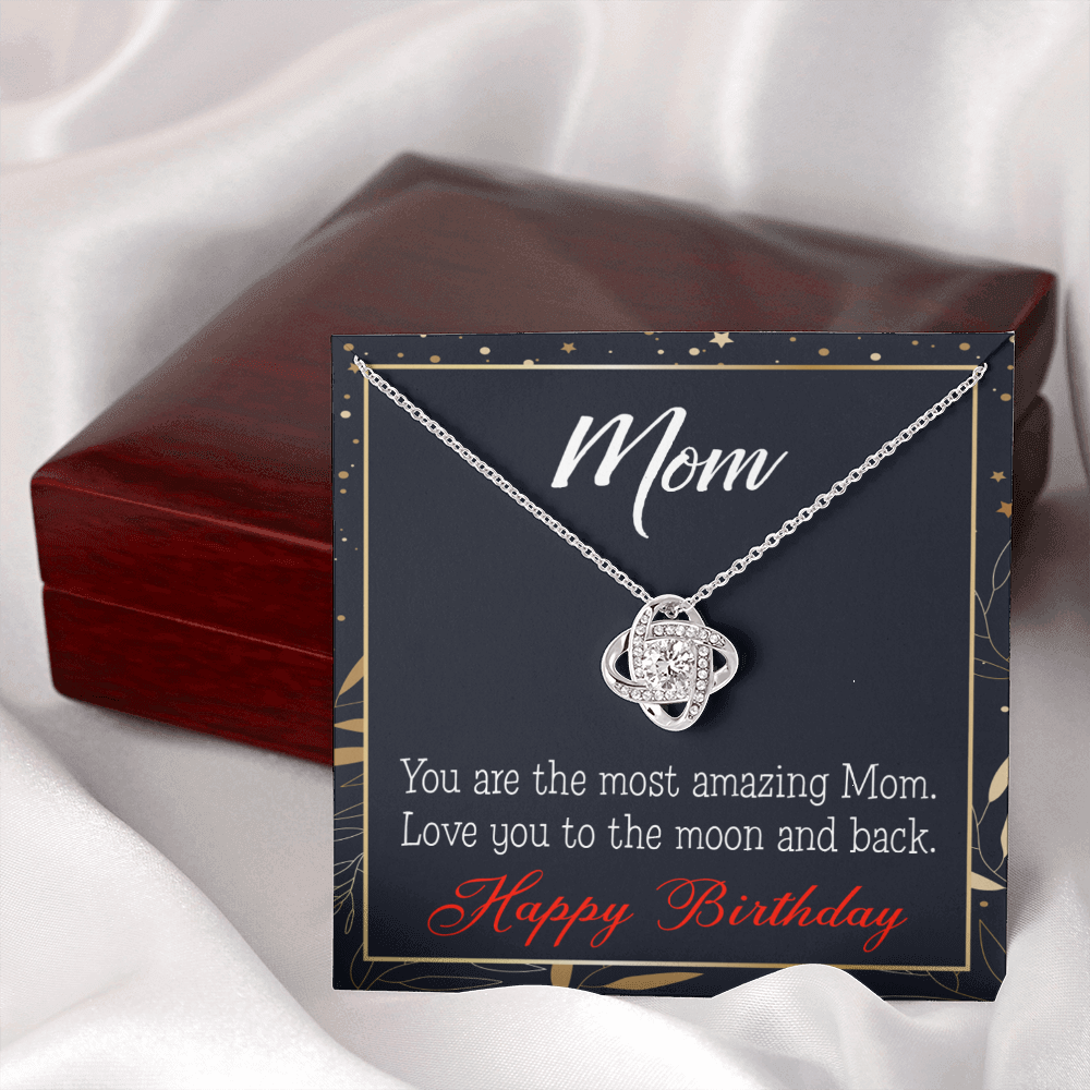 To My Mom Birthday Message To the Moon and Back Infinity Knot Necklace Message Card-Express Your Love Gifts