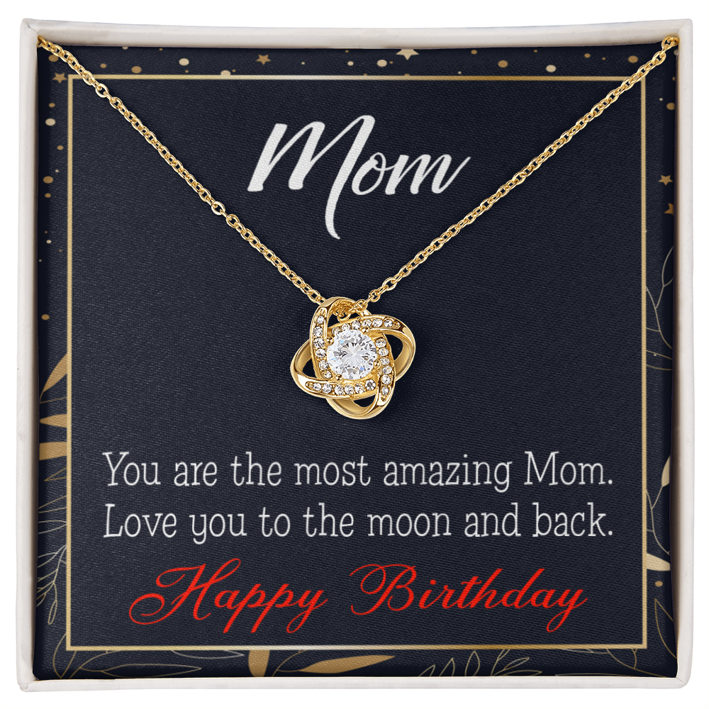 To My Mom Birthday Message To the Moon and Back Infinity Knot Necklace Message Card-Express Your Love Gifts