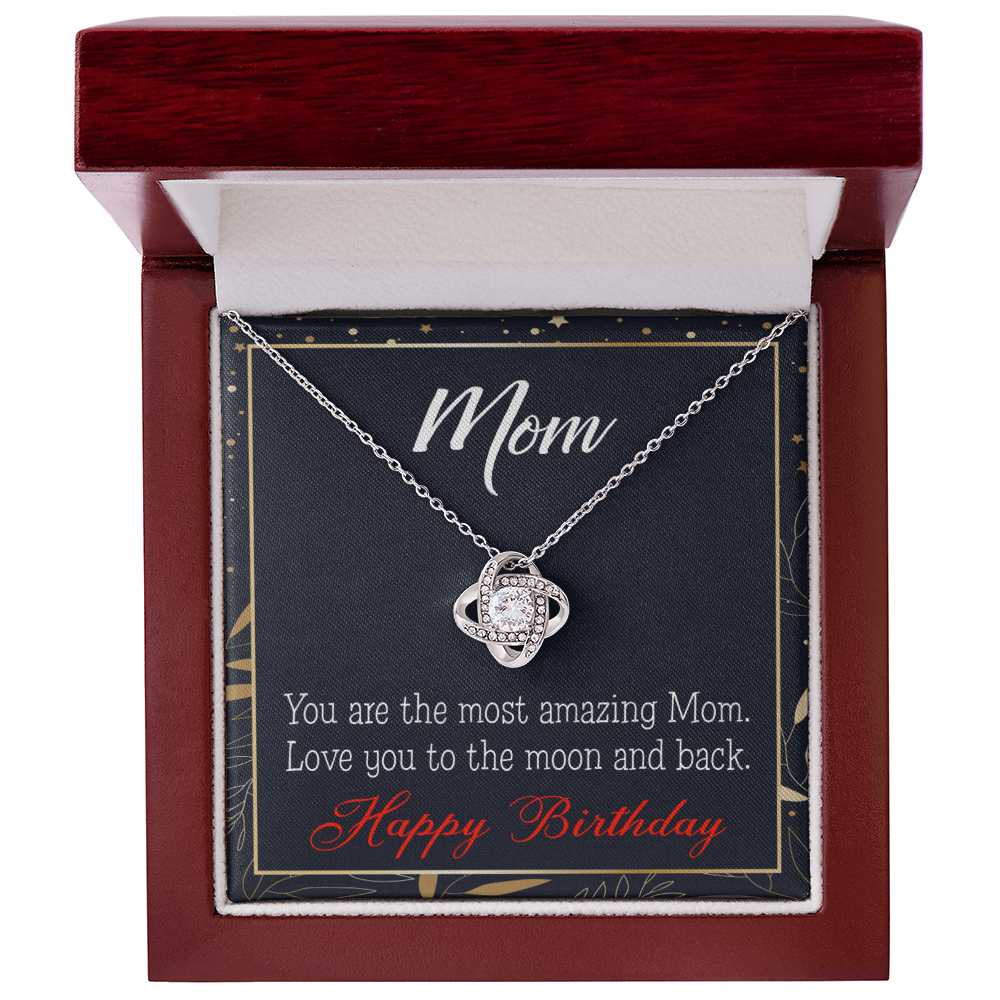 To My Mom Birthday Message To the Moon and Back Infinity Knot Necklace Message Card-Express Your Love Gifts