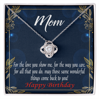 To My Mom Birthday Message Wonderful Things Infinity Knot Necklace Message Card-Express Your Love Gifts