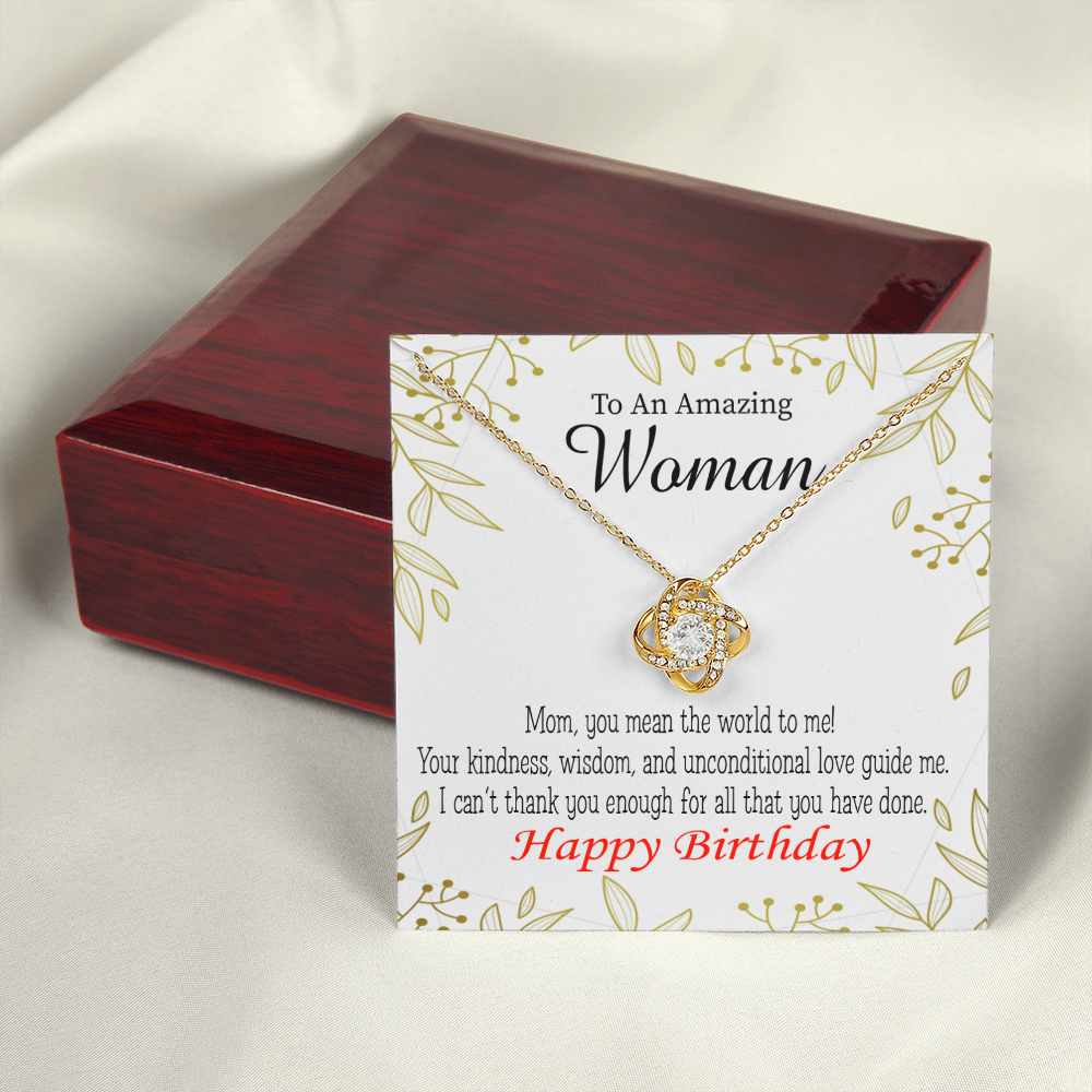 To My Mom Birthday Message You Mean The World to Me Infinity Knot Necklace Message Card-Express Your Love Gifts