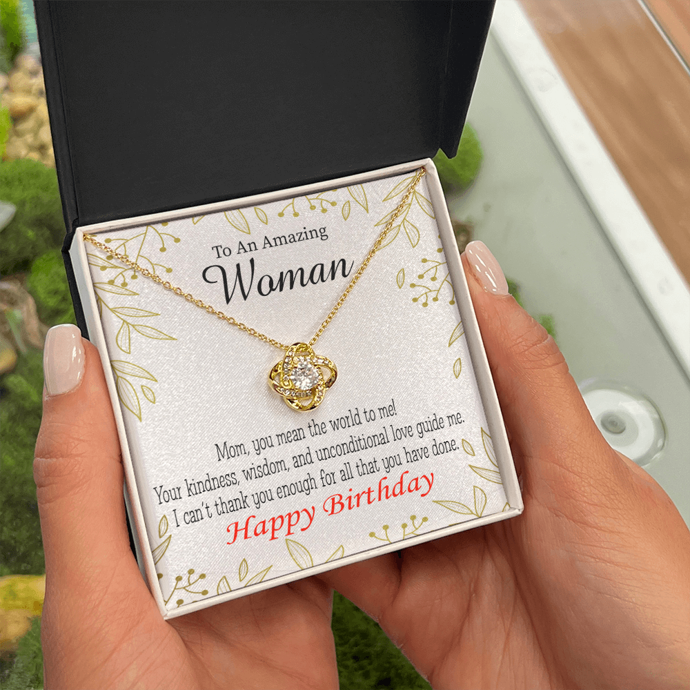 To My Mom Birthday Message You Mean The World to Me Infinity Knot Necklace Message Card-Express Your Love Gifts