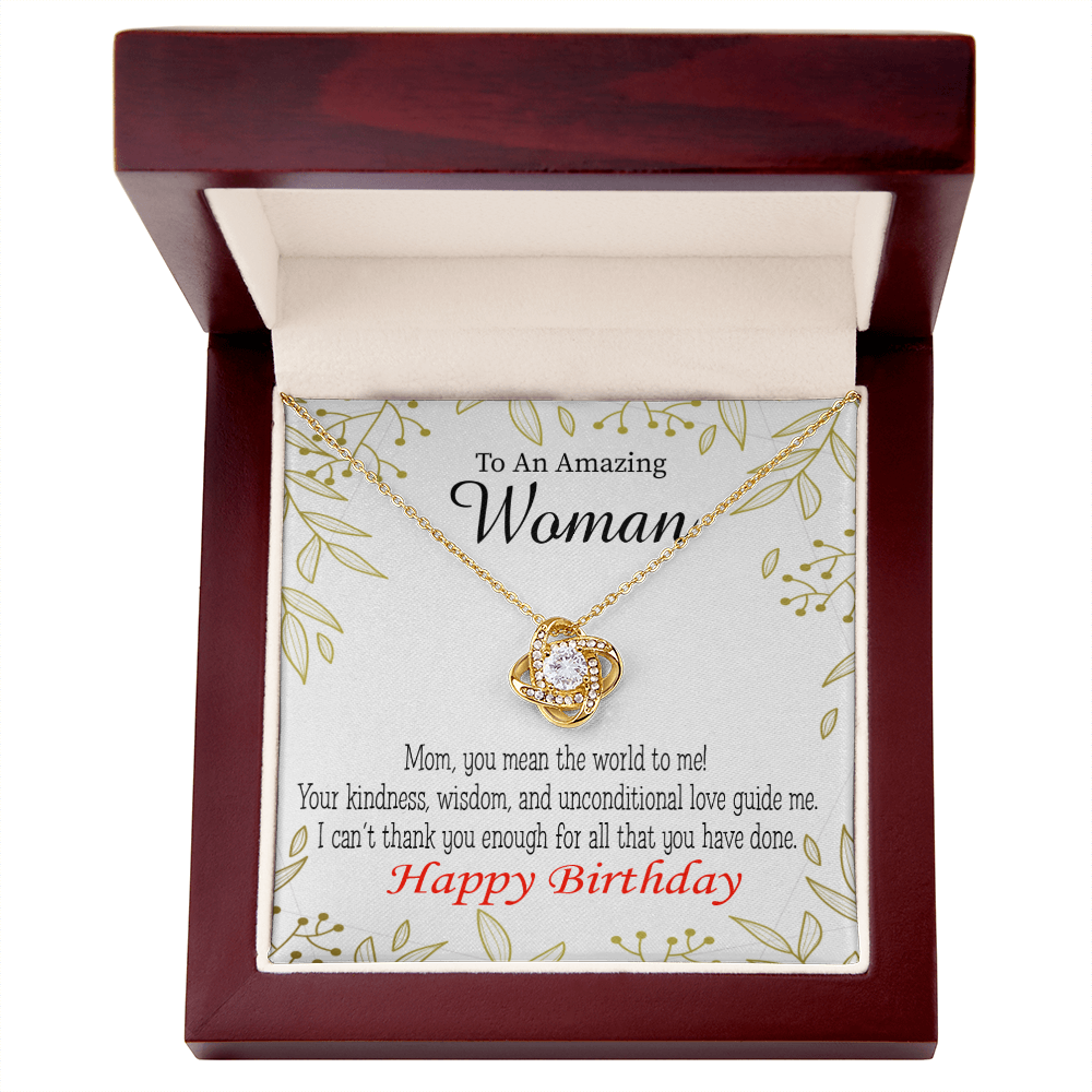 To My Mom Birthday Message You Mean The World to Me Infinity Knot Necklace Message Card-Express Your Love Gifts