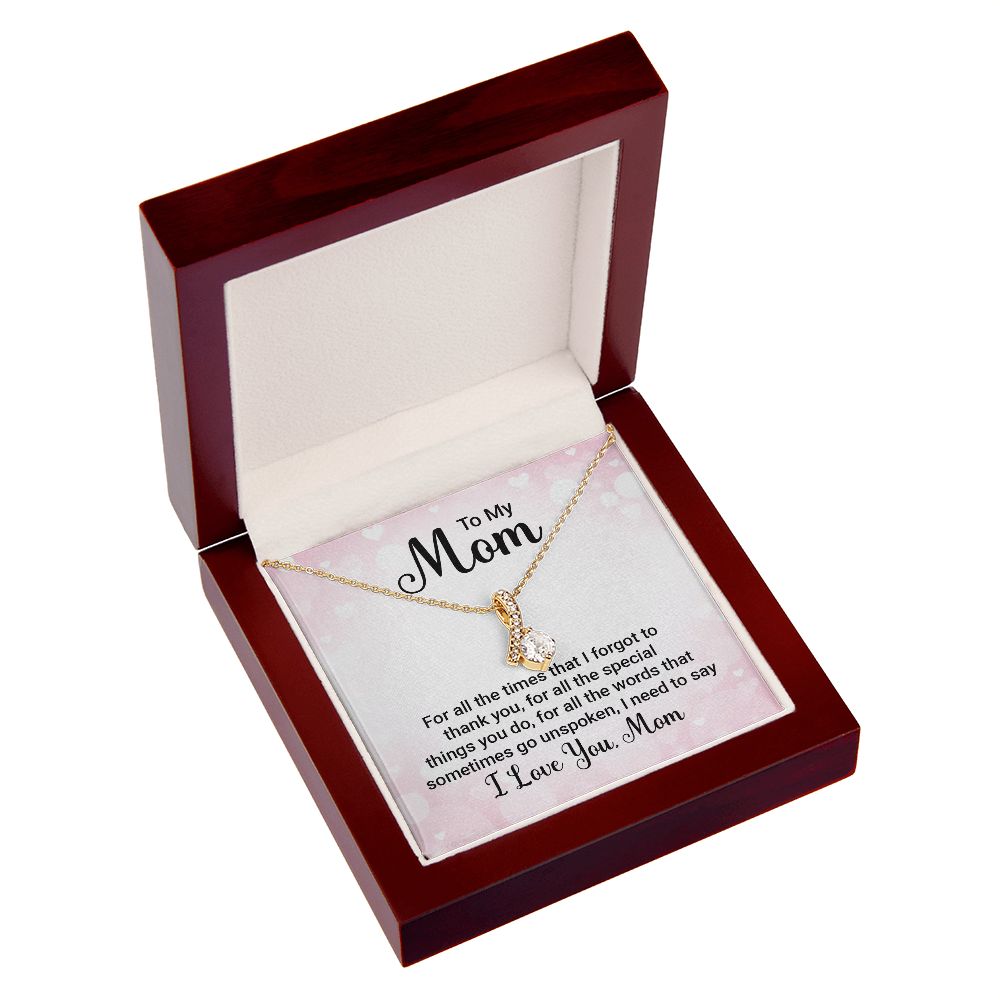 To My Mom For All The Times Alluring Ribbon Necklace Message Card-Express Your Love Gifts