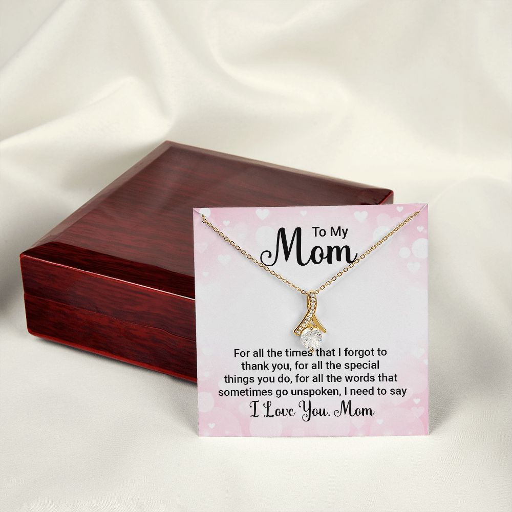 To My Mom For All The Times Alluring Ribbon Necklace Message Card-Express Your Love Gifts