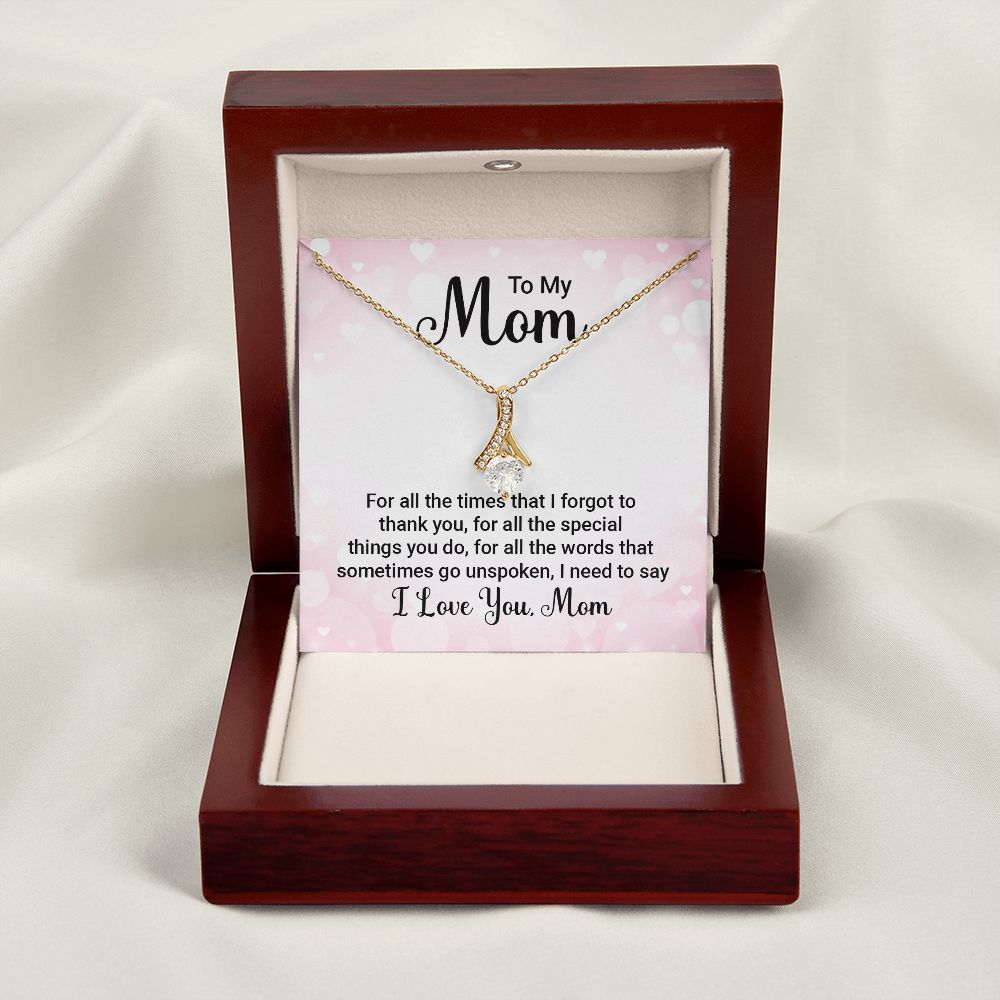 To My Mom For All The Times Alluring Ribbon Necklace Message Card-Express Your Love Gifts