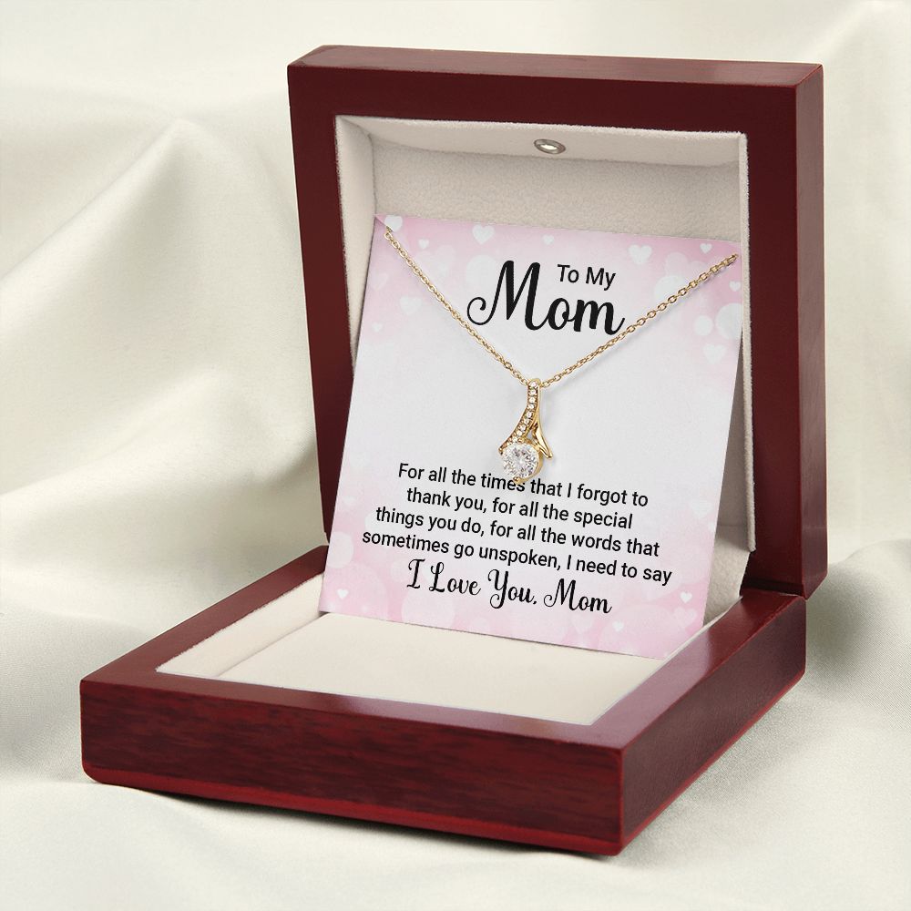 To My Mom For All The Times Alluring Ribbon Necklace Message Card-Express Your Love Gifts