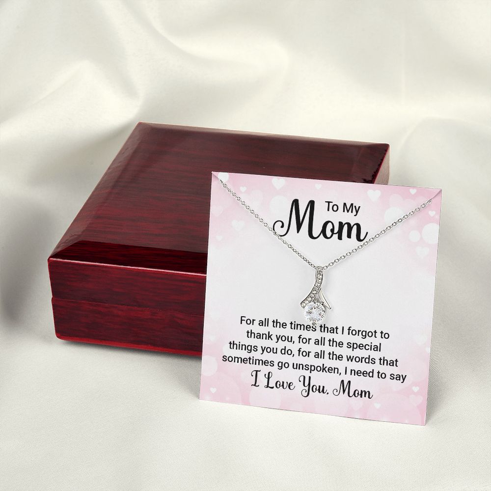 To My Mom For All The Times Alluring Ribbon Necklace Message Card-Express Your Love Gifts