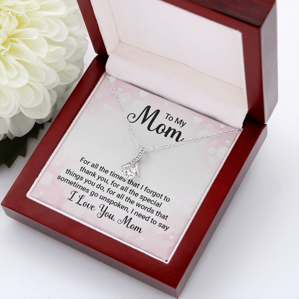 To My Mom For All The Times Alluring Ribbon Necklace Message Card-Express Your Love Gifts