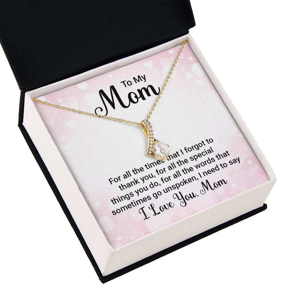 To My Mom For All The Times Alluring Ribbon Necklace Message Card-Express Your Love Gifts