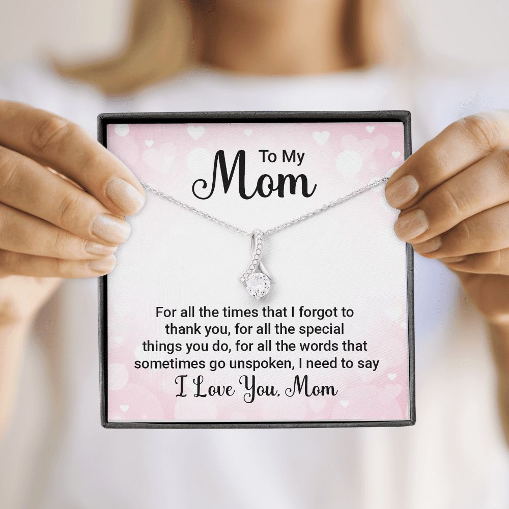 To My Mom For All The Times Alluring Ribbon Necklace Message Card-Express Your Love Gifts